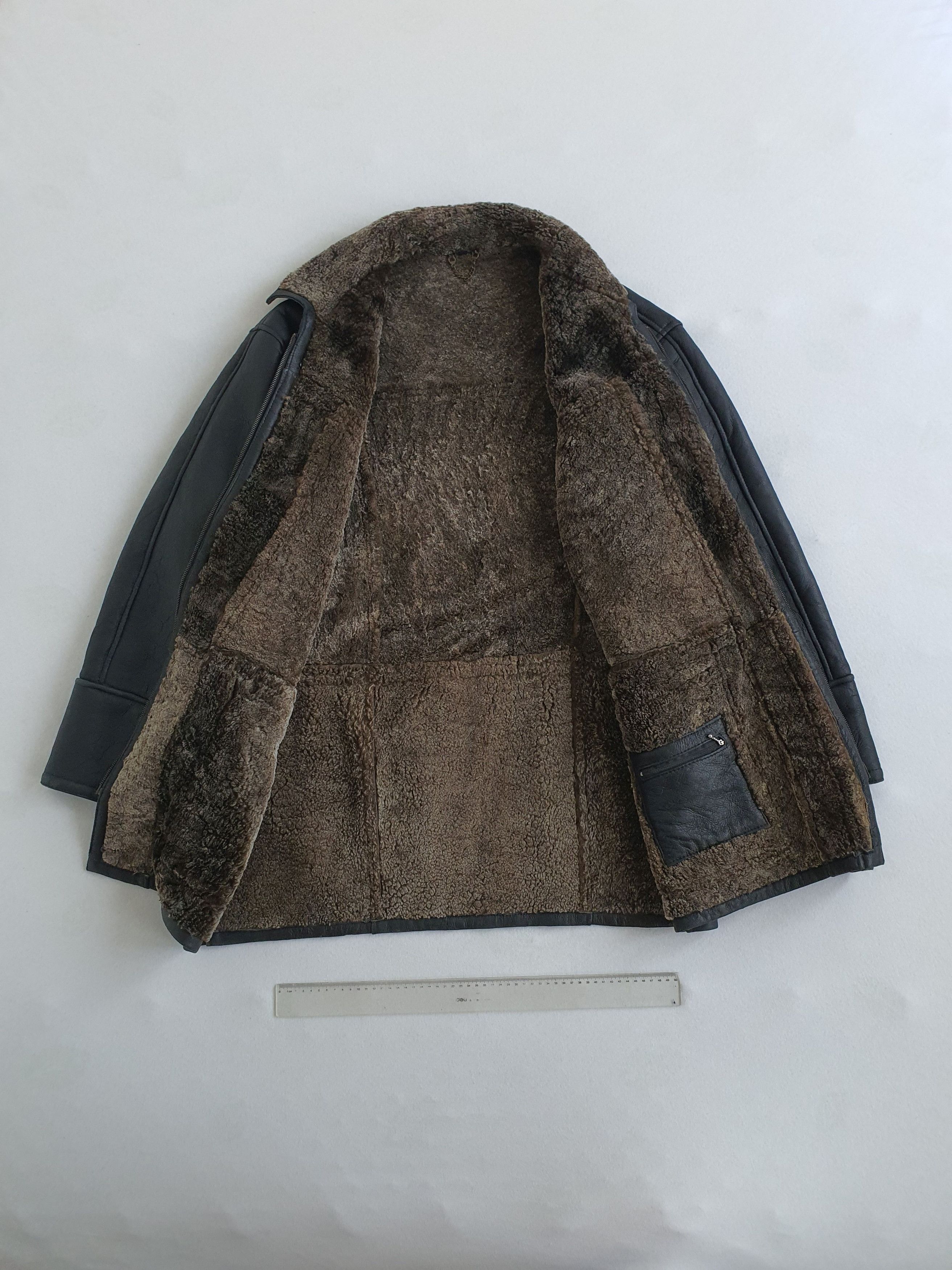 Genuine Leather Heavy Lined Shearling Leather Jacket 3/4 Car Coat - Sz EU 56 Size US XL / EU 56 / 4 - 4 Thumbnail