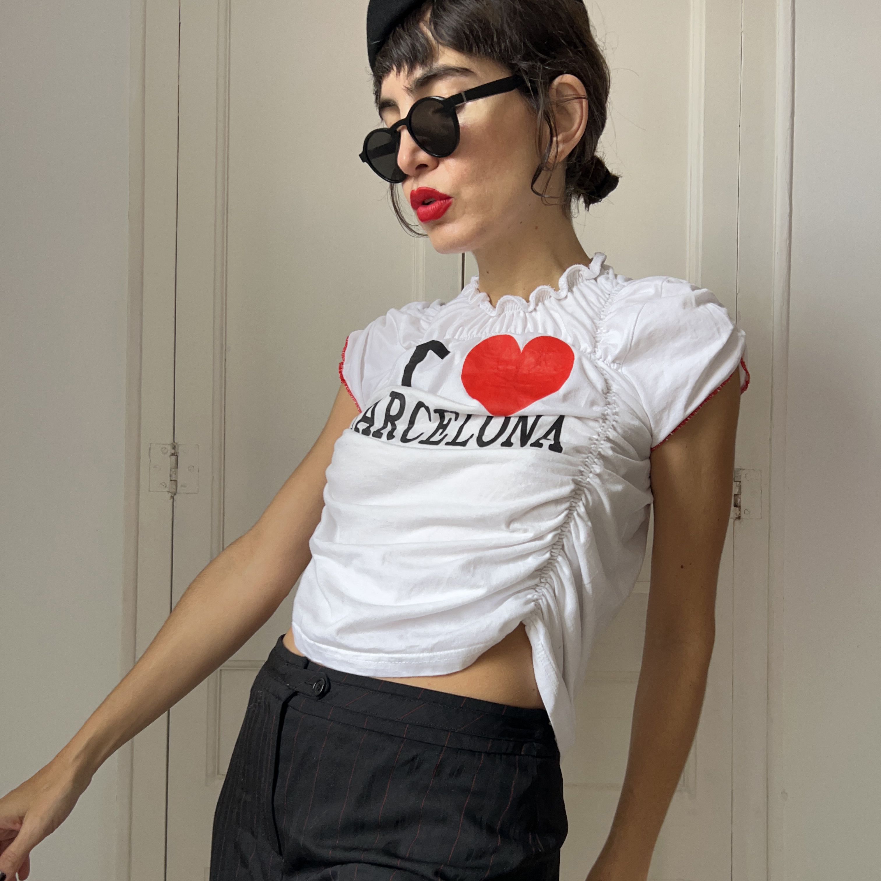 Custommade Reworked I Love Barcelona Ruched Tee Size M / US 6-8 / IT 42-44 - 4 Thumbnail