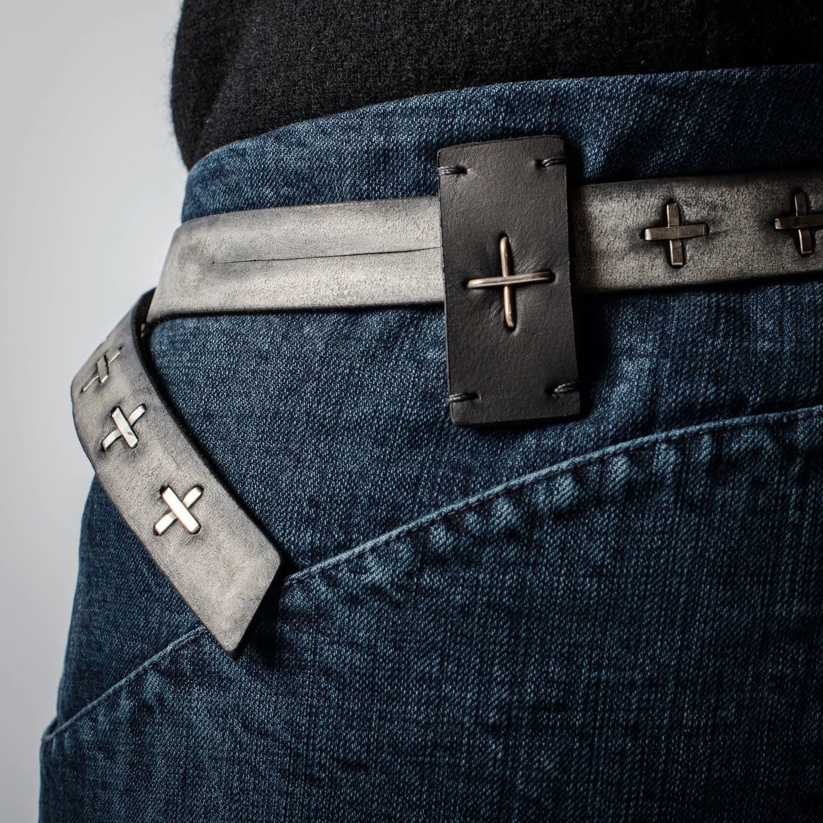 Ma+ M.A+ EQ2C Irregular Dyed Elephant Gray Cross Belt 2.5 M Size ONE SIZE - 8 Thumbnail