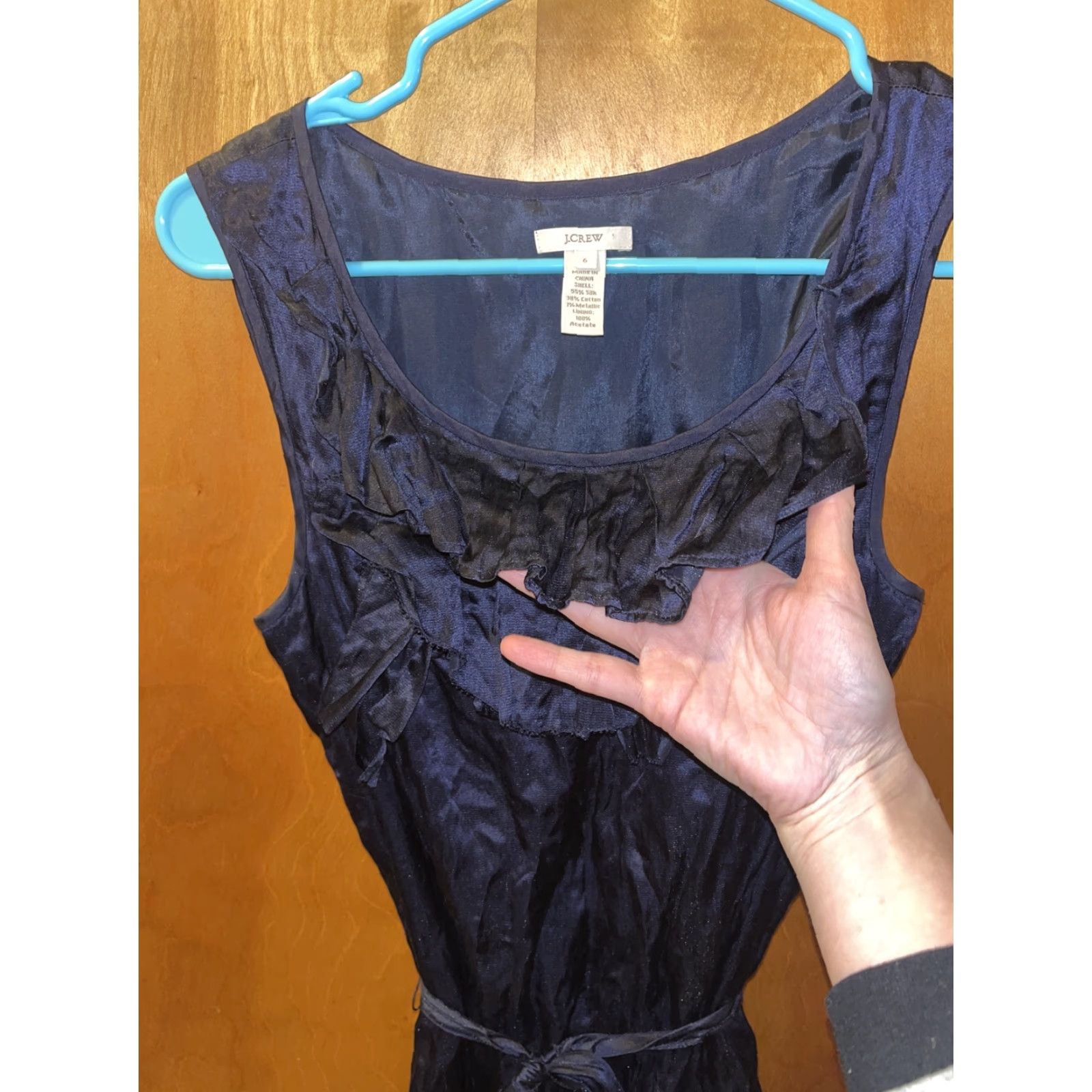 J.Crew J.CREW Women Dress Sleeveless Short Belted Silk Cotton Ruffle Tie Black Size 6 Summer Fall Spring Size M / US 6-8 / IT 42-44 - 3 Thumbnail