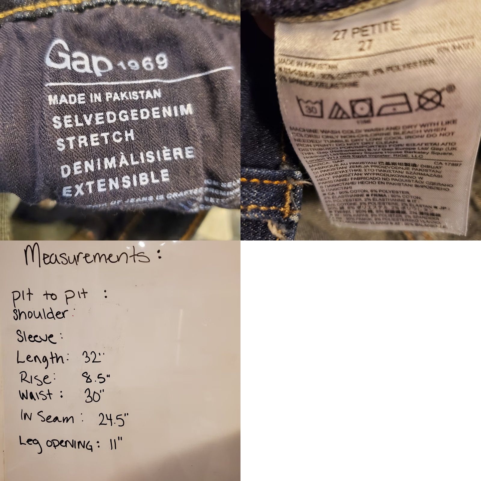 Gap Gap Best Girlfriend Stretch Selvedge Denim Womens Size 27P Dark Wash Size ONE SIZE - 8 Thumbnail