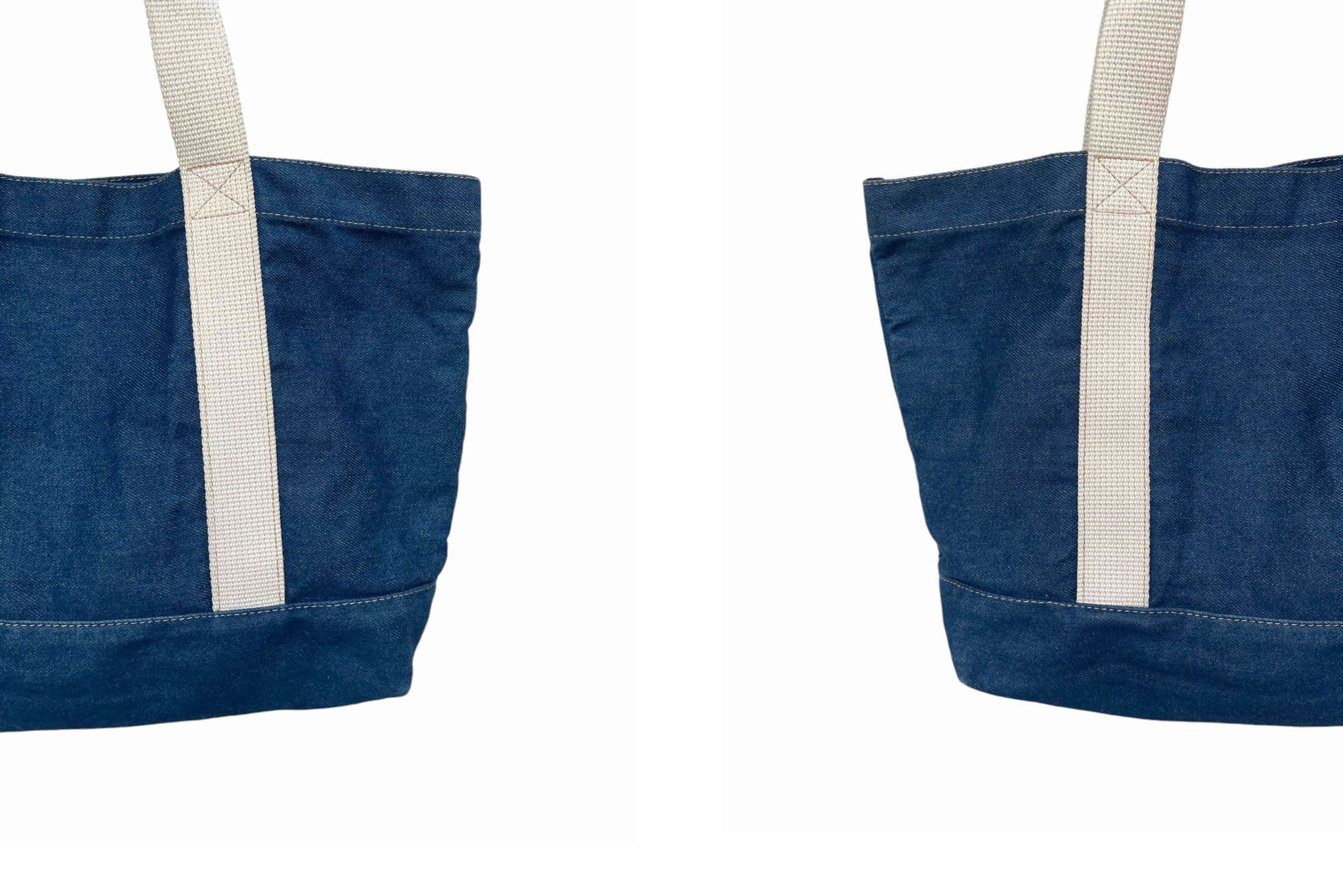 Japanese Brand Mt. Rainier Blue denim Large size tote bag // shoulder bag Size ONE SIZE - 7 Thumbnail