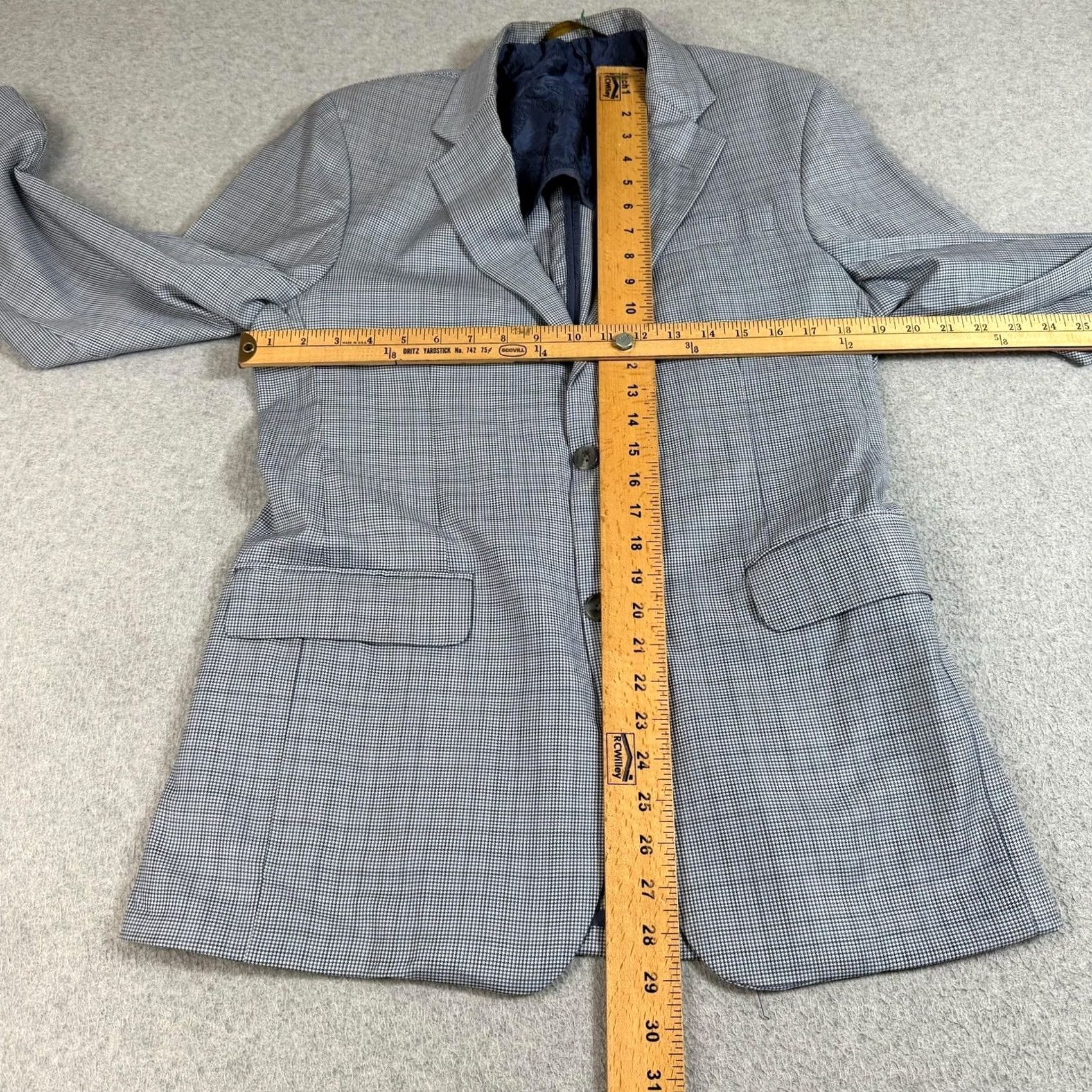 Robert Talbott Robert Talbott Wool Carmel Blazer Sport Coat Mens 40R Gray Check Two-Button Notch Lapel Jacket/Coat Regular Size 40R - 6 Thumbnail