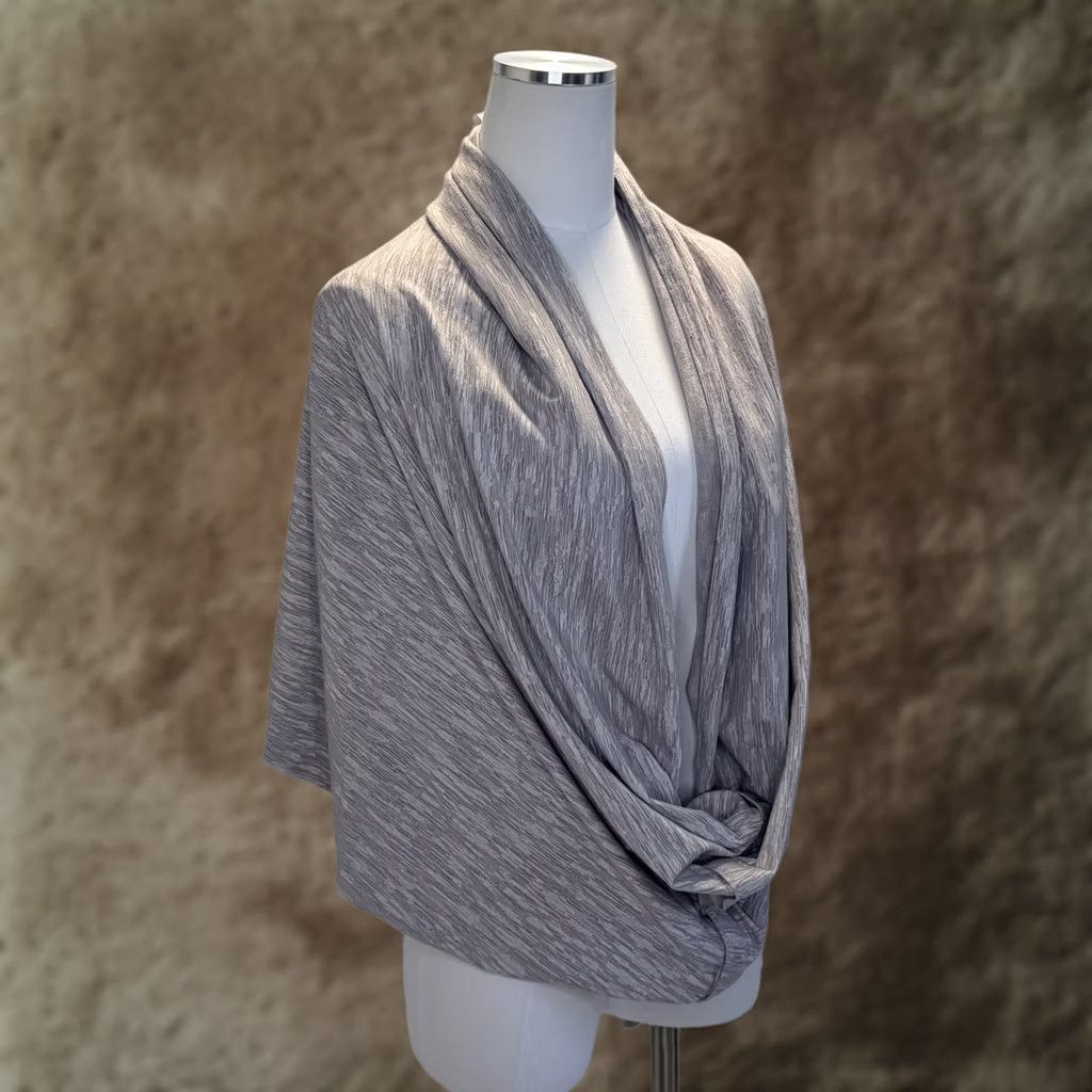Lululemon Lululemon Scarf Womens One Size Gray Vinyasa Infinity Button Wrap Multiway Knit Jersey Striped Pattern Winter Fall Spring Women Size ONE SIZE - 1 Thumbnail