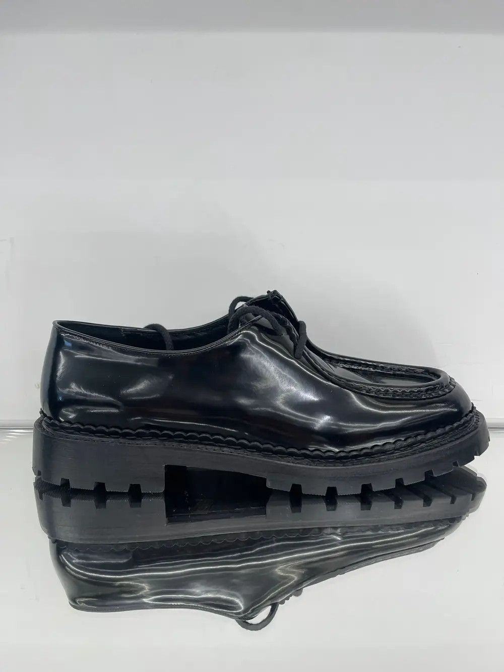 Saint Laurent Paris MALO derbies in glazed leather Size US 11 / EU 44 - 1 Thumbnail