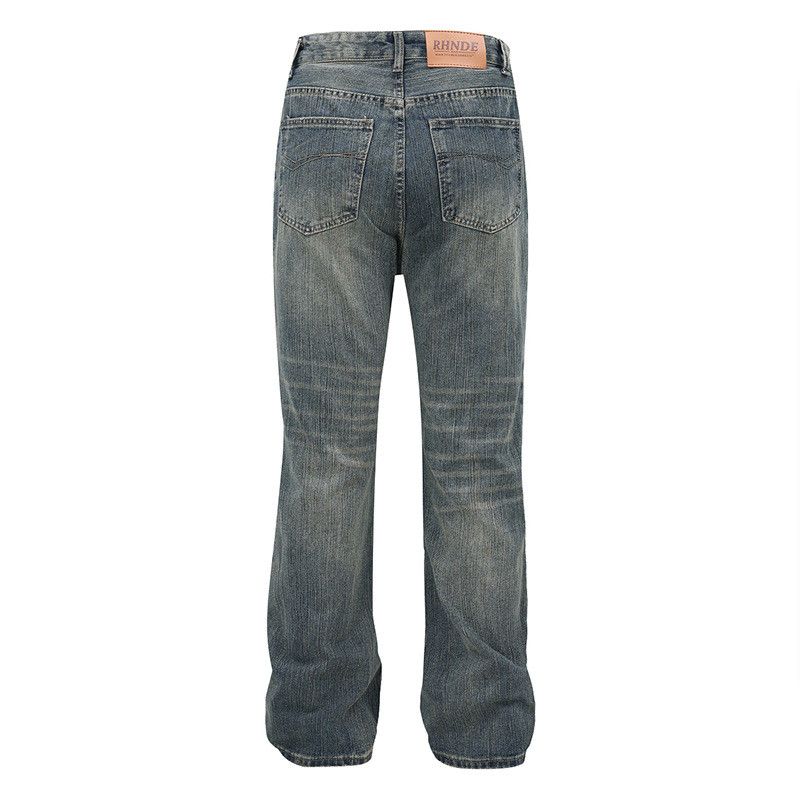 Jean High street retro washed distressed wide-leg jeans for men Size US 32 / EU 48 - 2 Thumbnail
