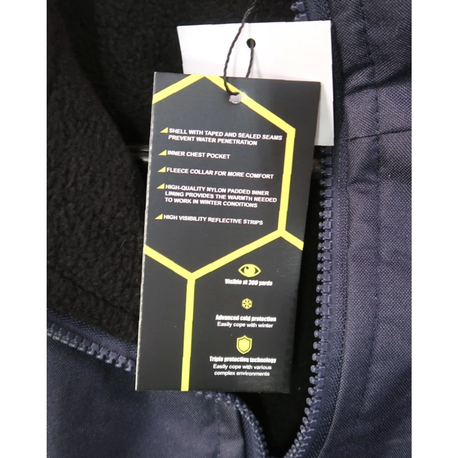 Vintage Riot Empire Hi Vis Jacket Medium M Work Safety Jacket Blue Striped Removable Hood Nylon Softshell Winter Spring Fall Mens New with Tags Size US M / EU 48-50 / 2 - 6 Thumbnail
