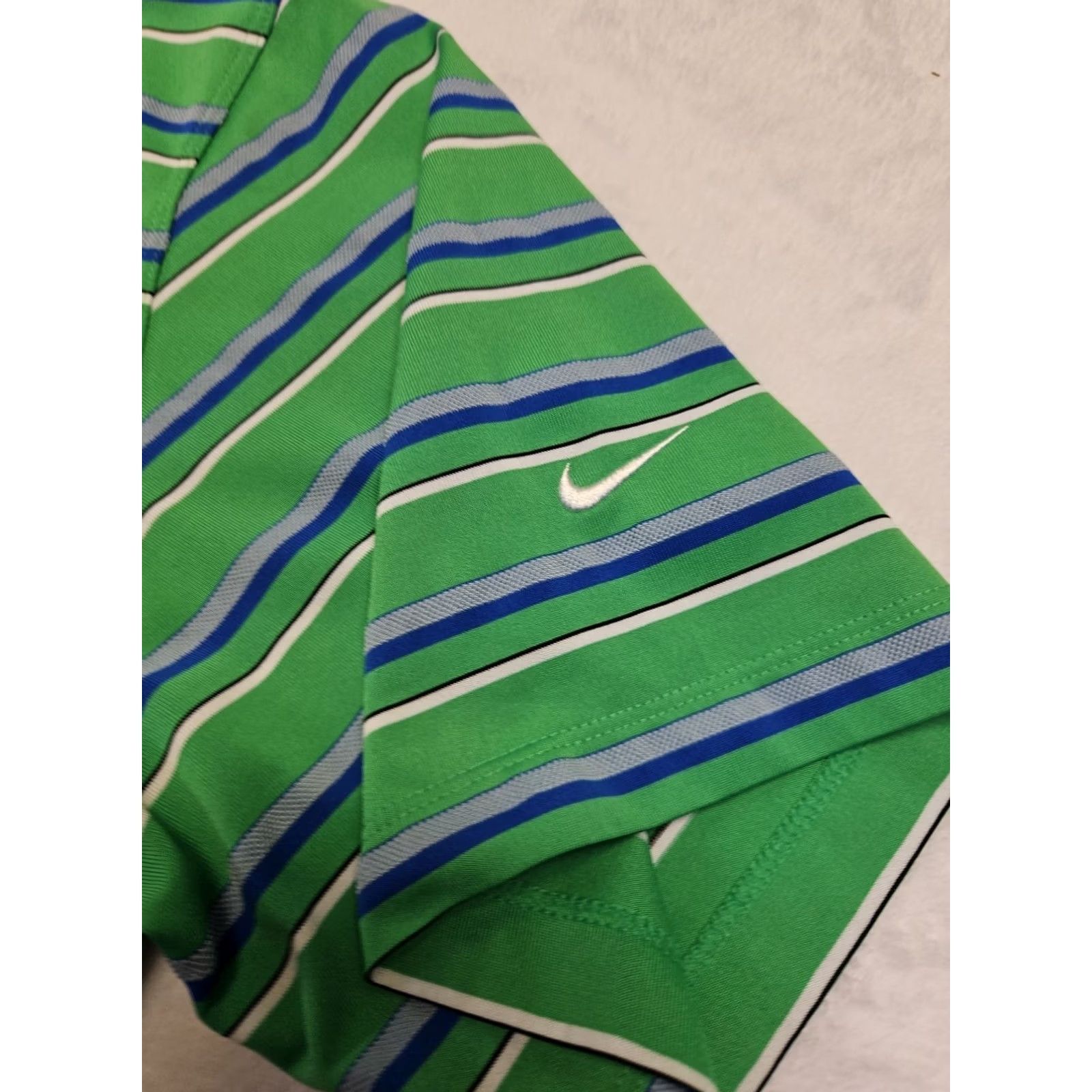 Nike Nike Golf Dri-FIT Polo Shirt Mens XL Green Blue Striped Swoosh Performance Size US XL / EU 56 / 4 - 4 Thumbnail