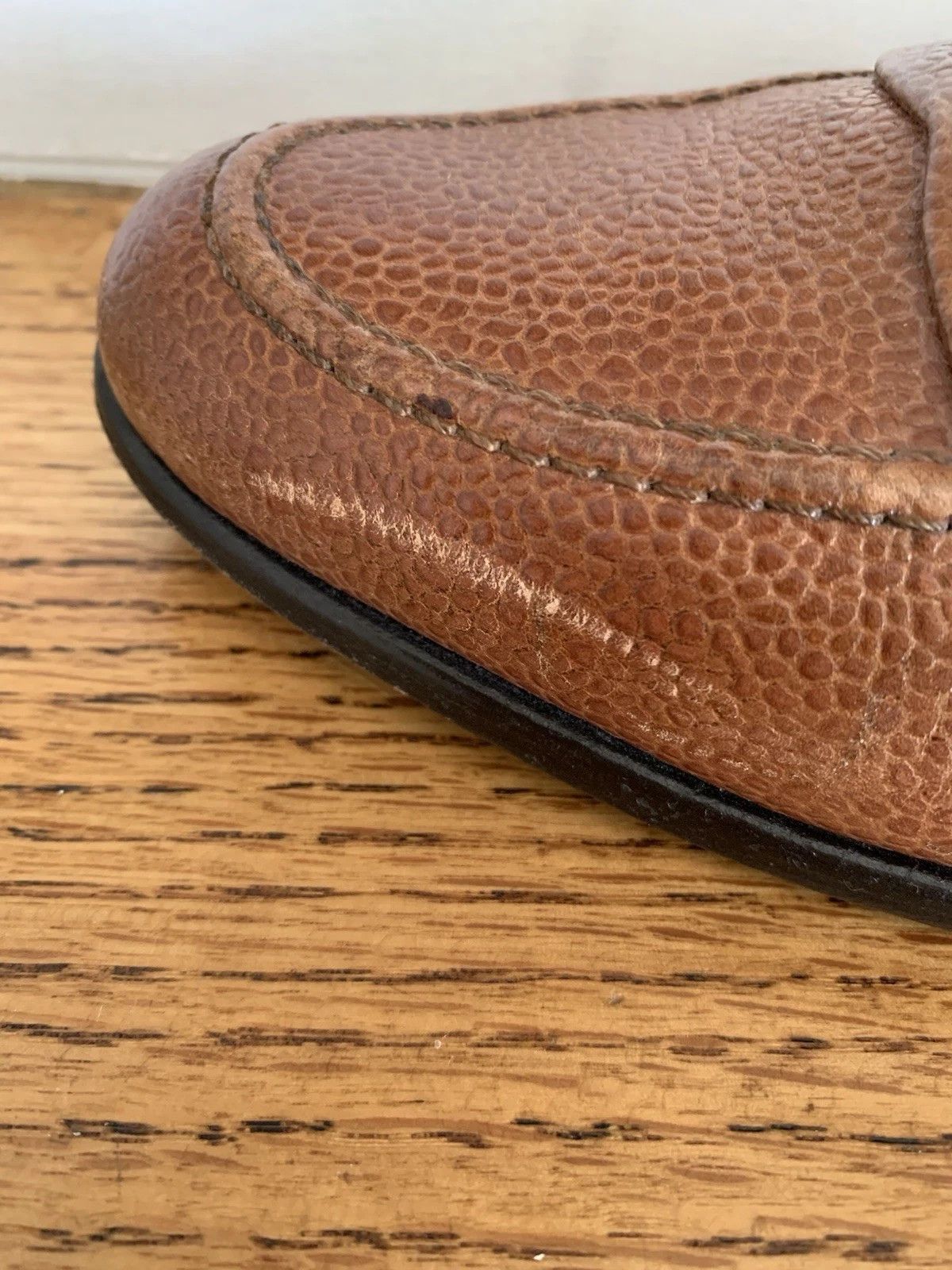 Zelli Zelli Cognac Pebble Leather Penny Loafers Size US 9 / EU 42 - 3 Thumbnail
