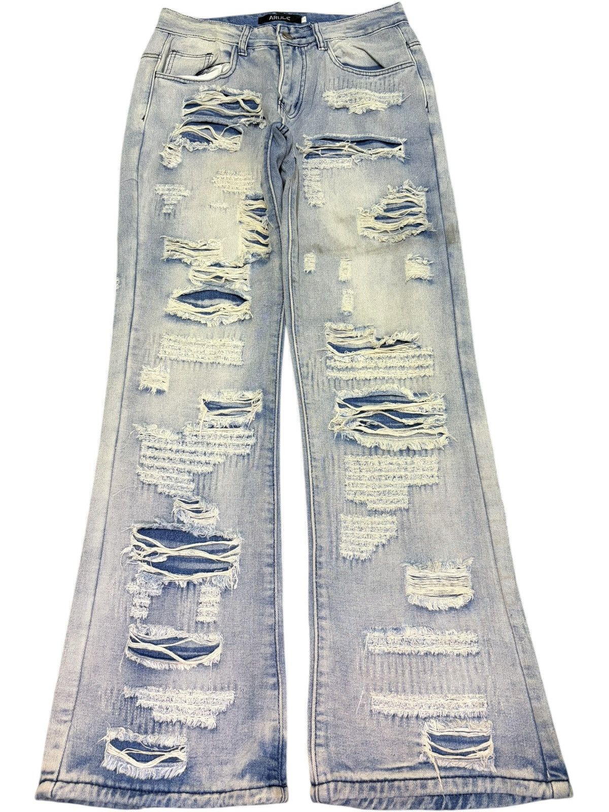 If Six Was Nine Vintage Japanese Brand Heavy Distress Flare Jeans Size US 30 / EU 46 - 1 Thumbnail