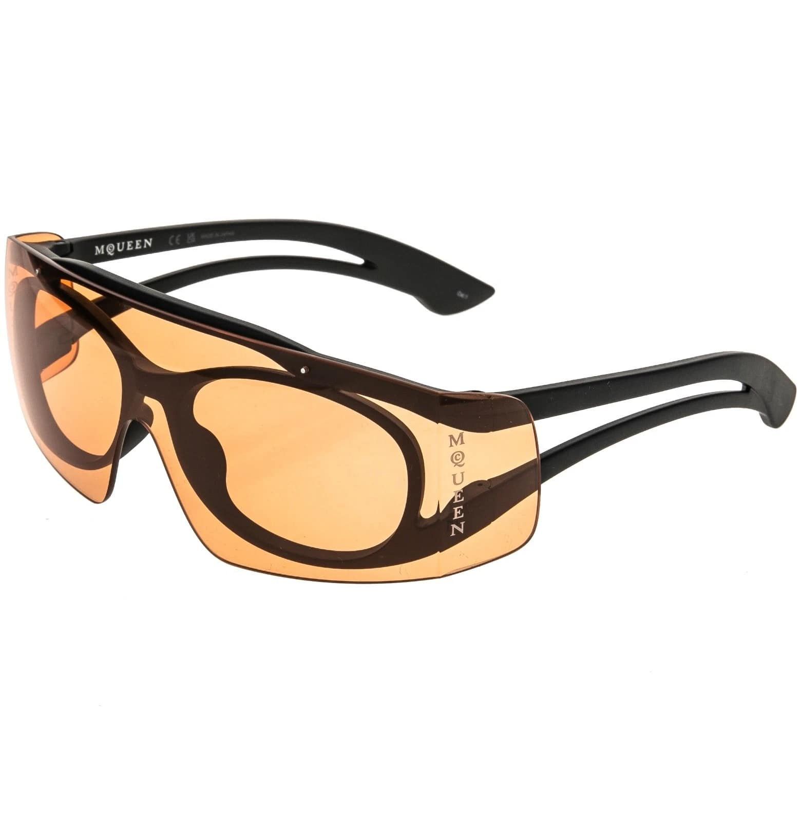 Alexander McQueen ALEXANDER MCQUEEN AM0489S 0489 Black Orange Mask Fashion 003 Size ONE SIZE - 2 Thumbnail