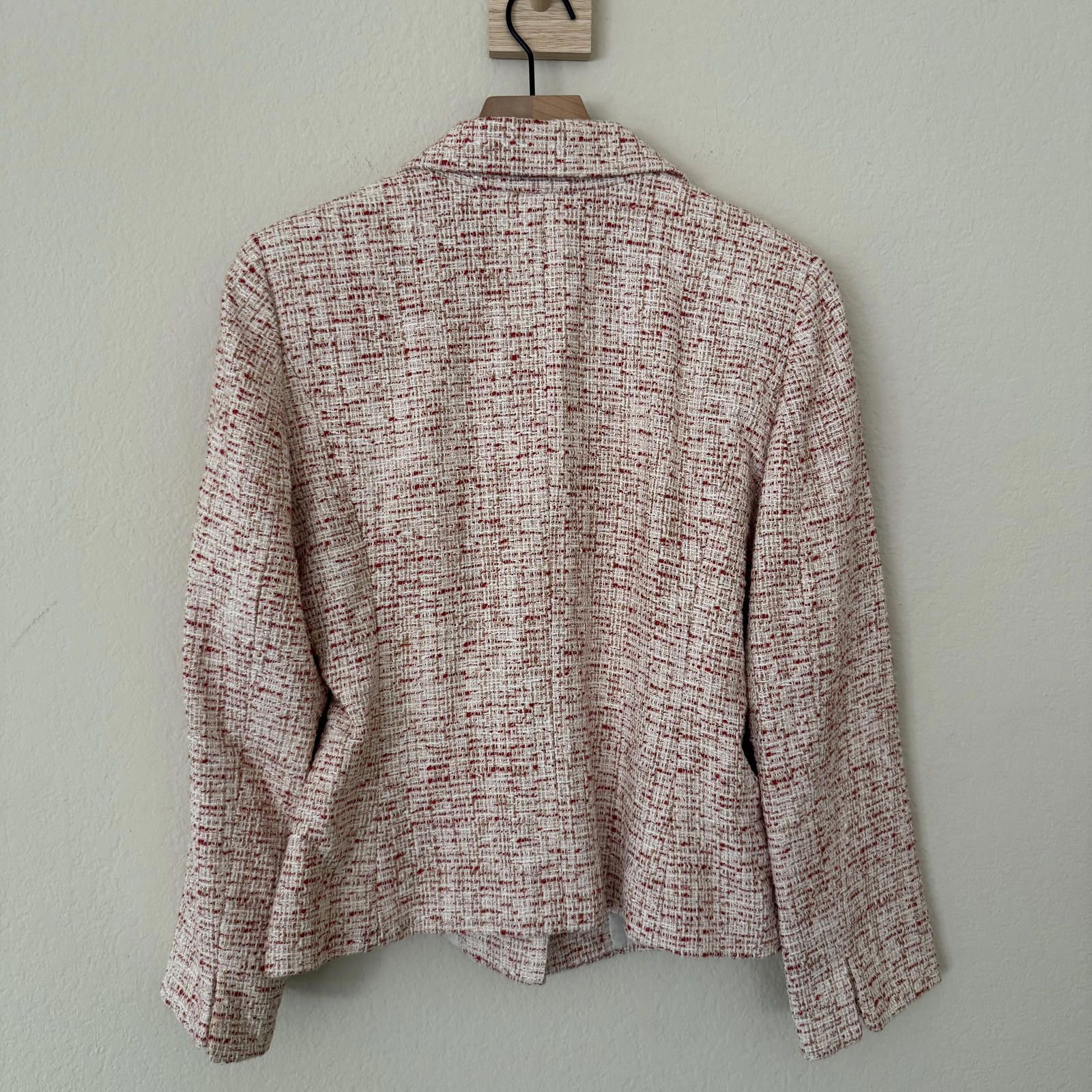 Ann Taylor Ann Taylor Blazer Women's 12P Red/Pink Tweed Size XL / US 12-14 / IT 48-50 - 3 Thumbnail