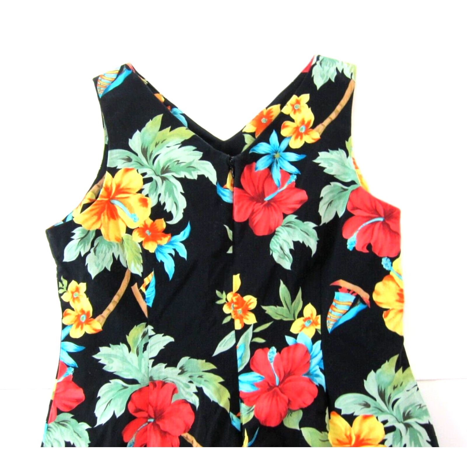 Pinko VINTAGE Caribbean Joe Cotton Stretch Black Yellow Pink Floral Hawaiian Tank Dress PXL Size XL / US 12-14 / IT 48-50 - 5 Thumbnail
