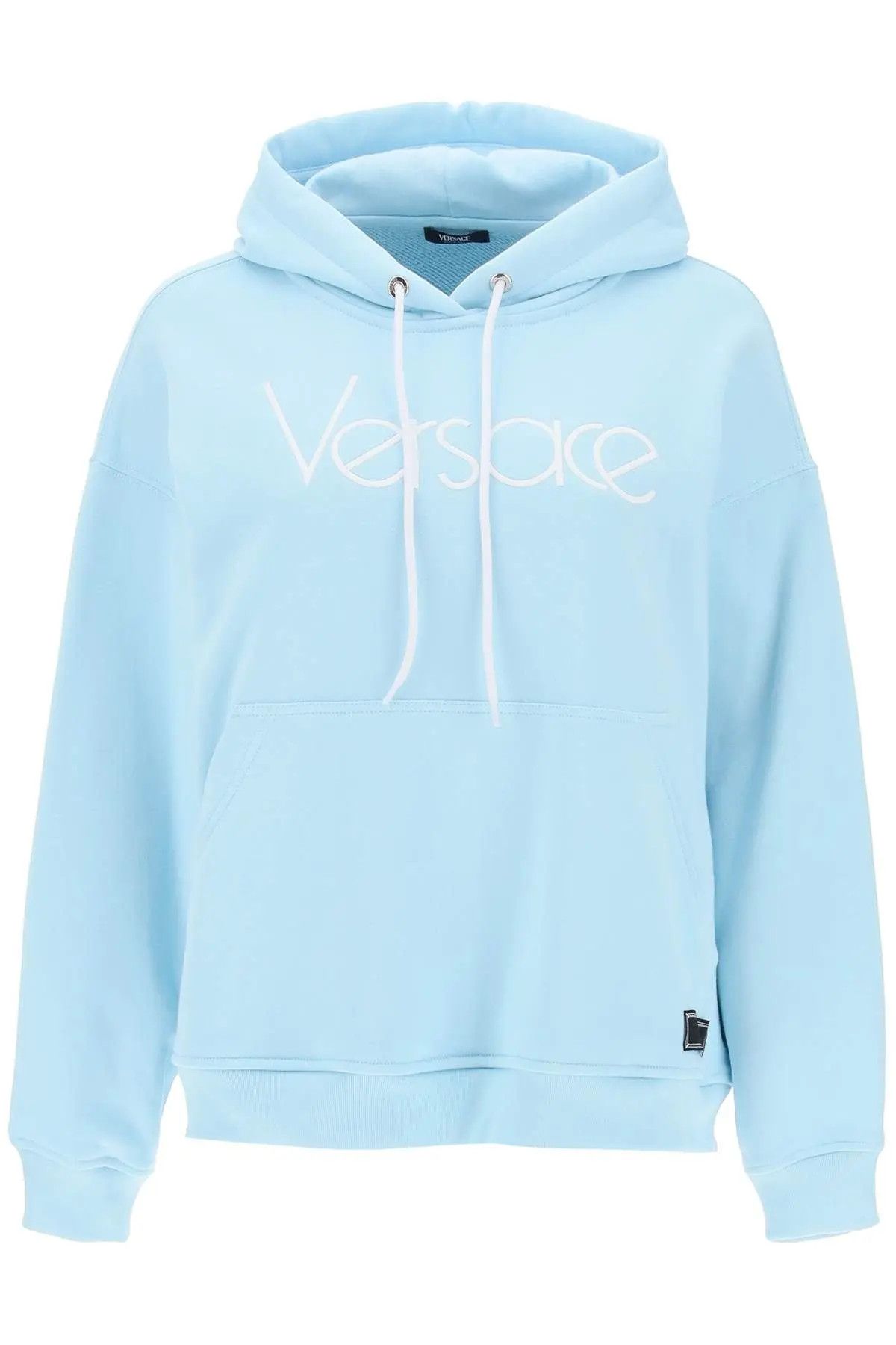 Image of Versace O1S22I1N1223 Hoodie In Light Blue, Women's (Size XS)