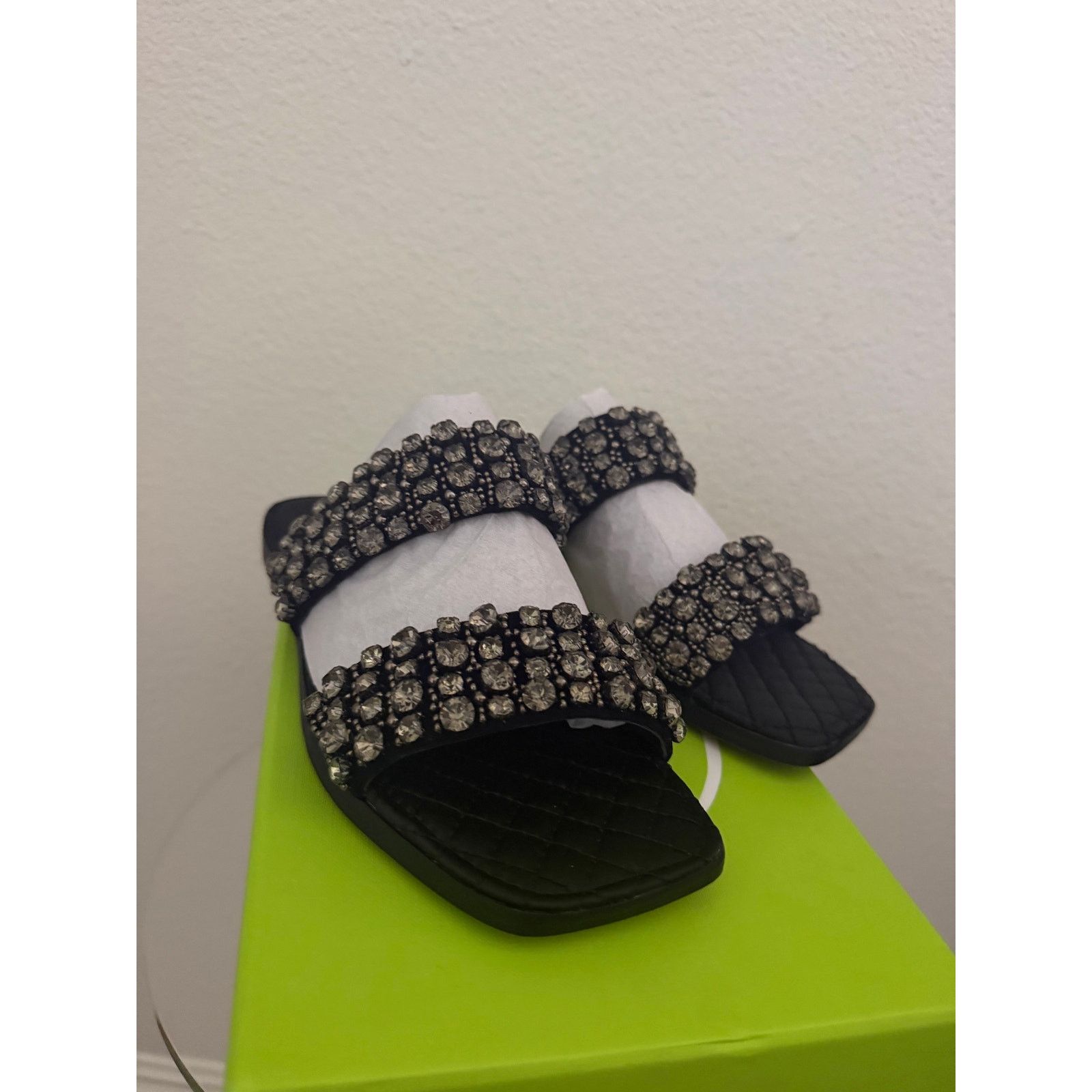 Sam Edelman Sam Edelman Ezel Black Embellished Slip On Sandals Size US 5.5 / IT 35.5 - 6 Thumbnail