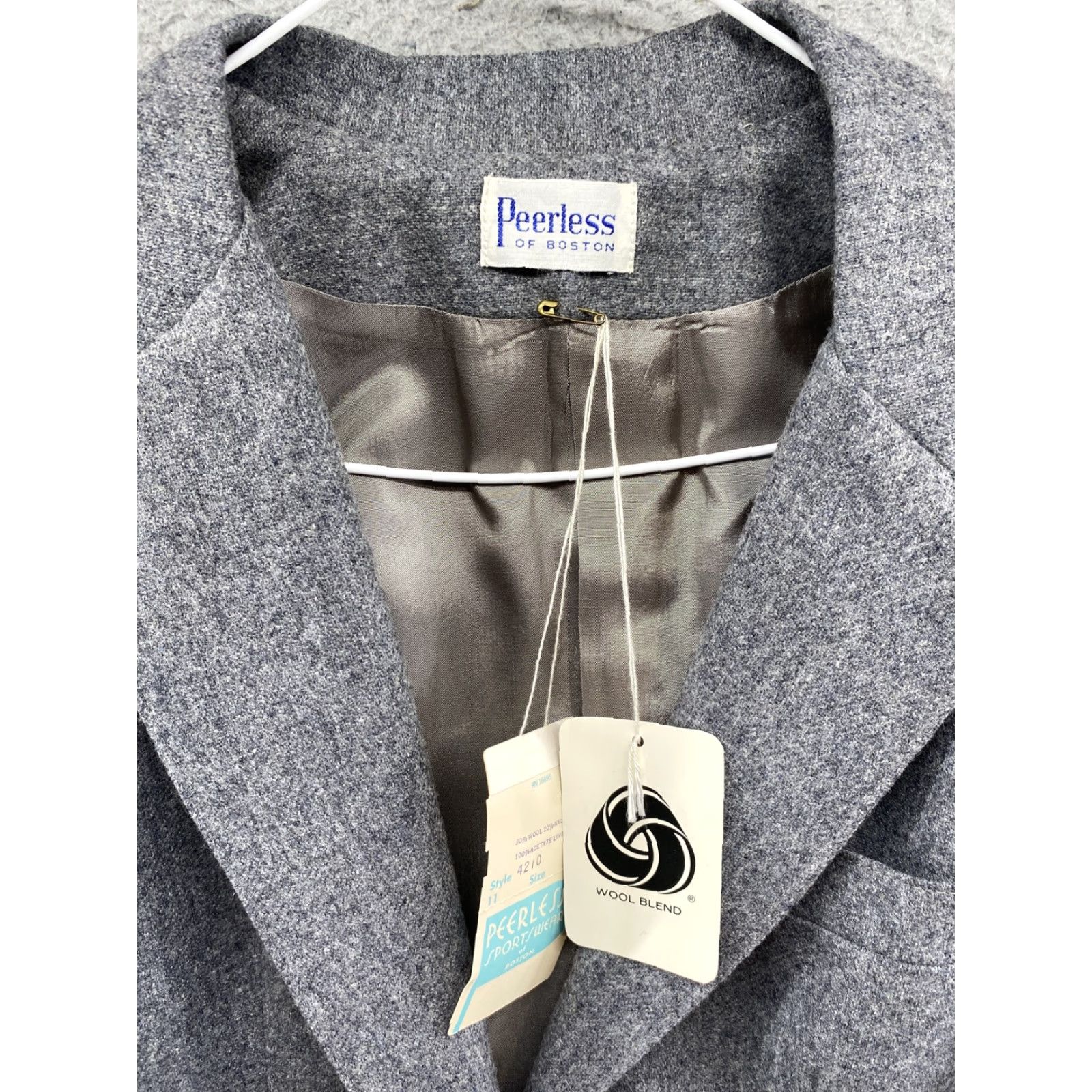 Pendleton VTG Peerless Of Boston Women’s Wool Blazer Career Jacket Gray Size 12 NEW - Business Jacket Mens Womens Girls Boys Size XL / US 12-14 / IT 48-50 - 2 Thumbnail