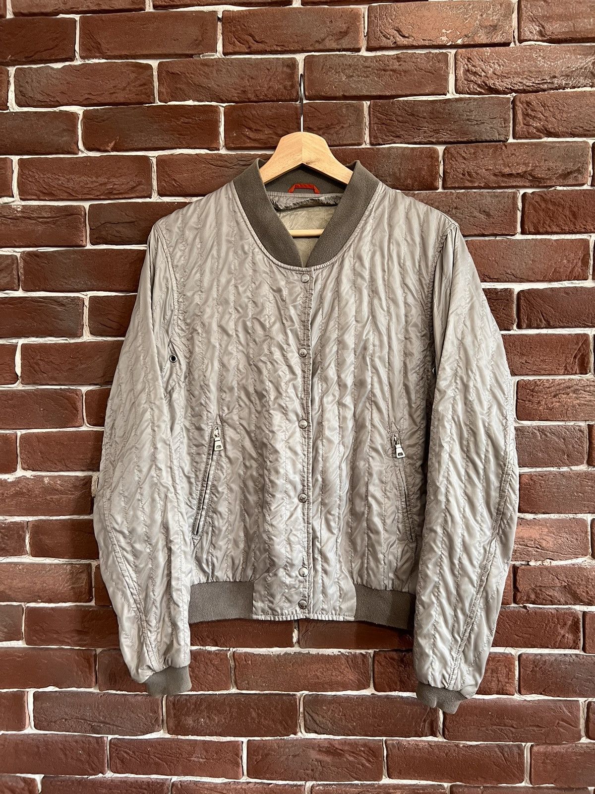 image of Prada Quilted Light Bomber Jacket 46 It Grail Hype in Beige, Men's (Size Small)