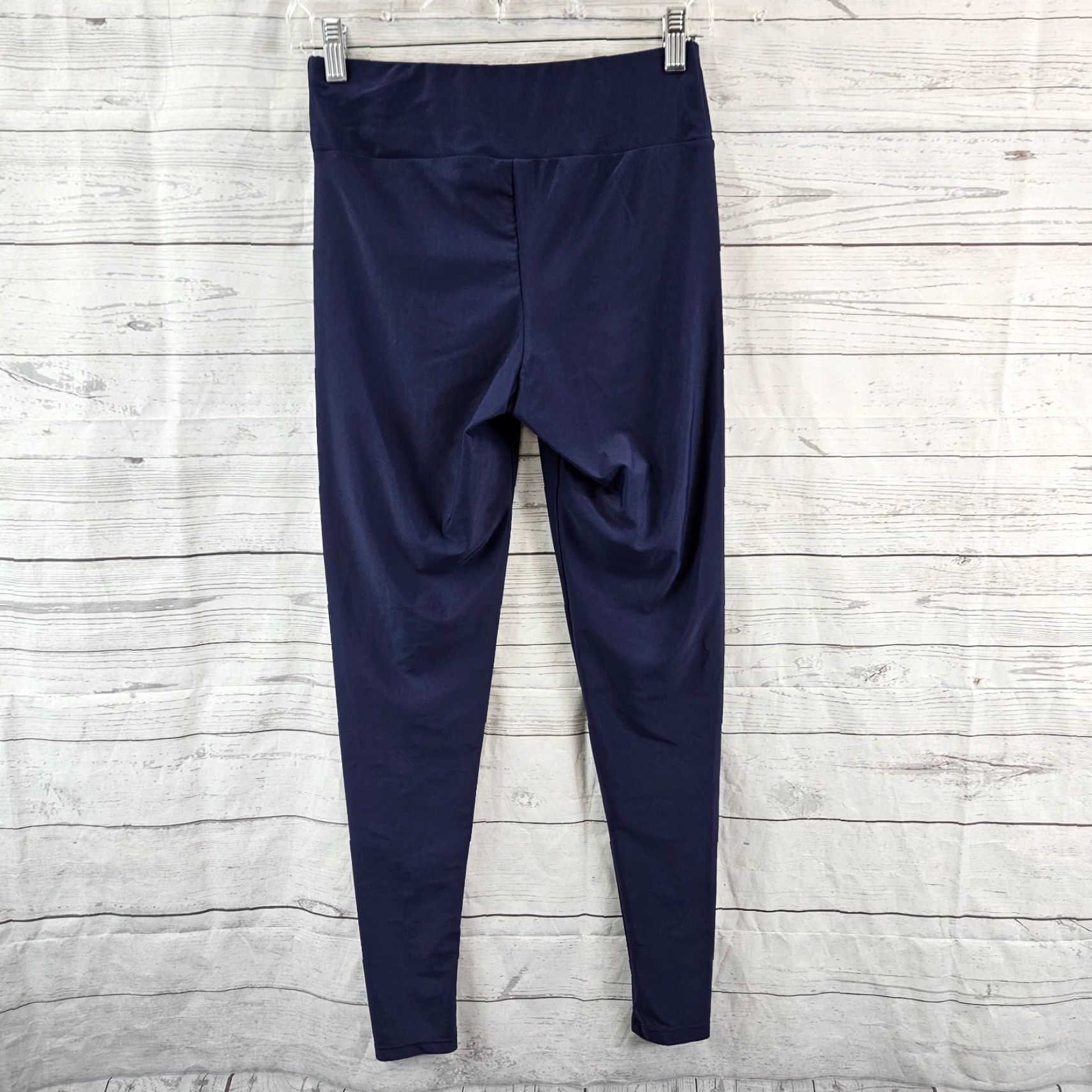 Vintage Ella Mae Womens Leggings Sz Small Solid Blue Mid Rise Womens Activewear Size 28" / US 6 / IT 42 - 3 Thumbnail