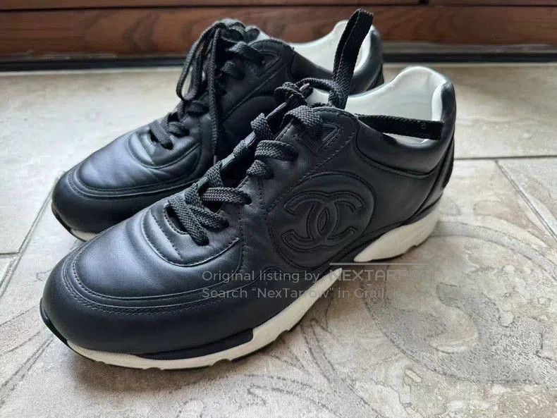 Chanel Chanel 23K Black Leather Sneakers. Size US 8 / EU 41 - 1 Thumbnail