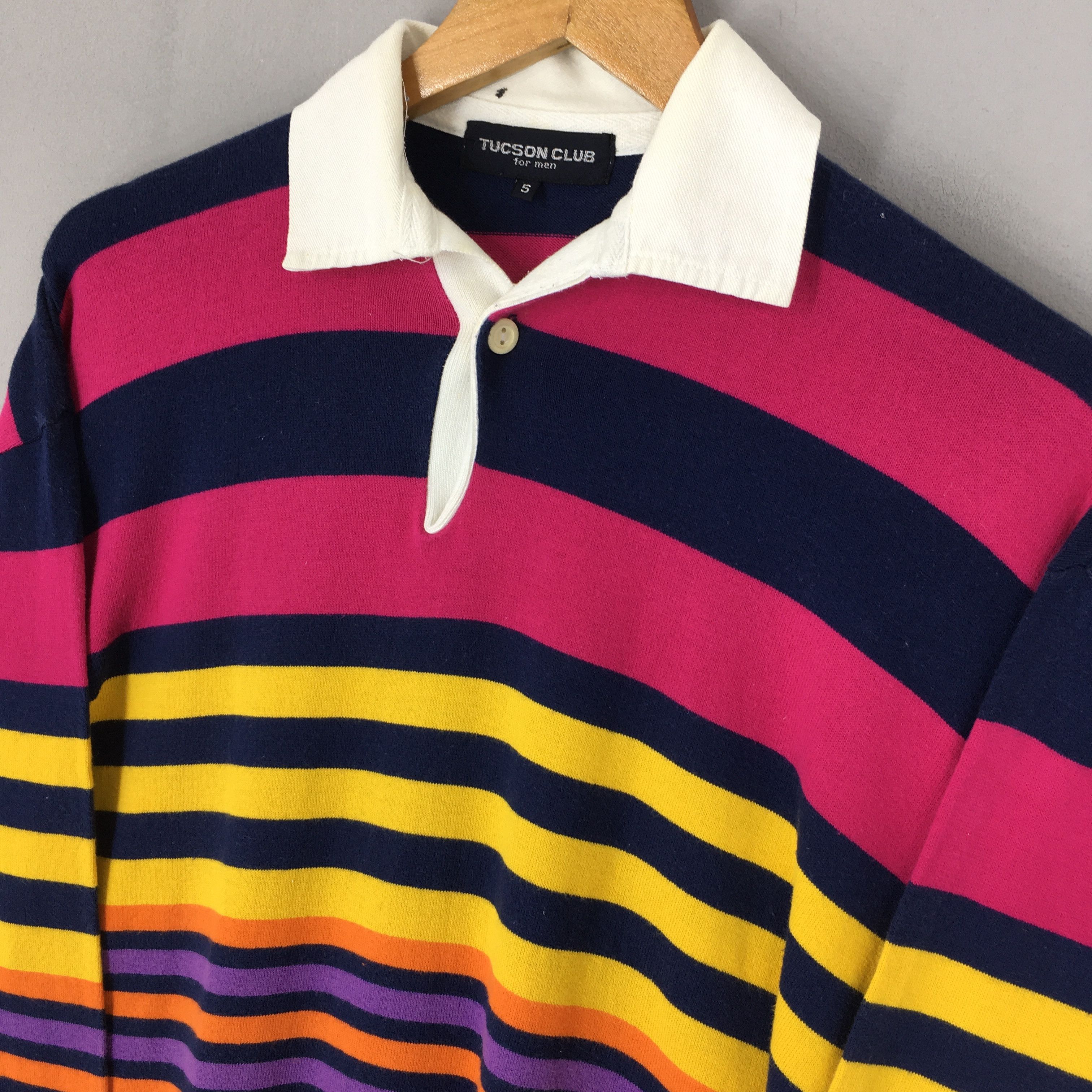 Vintage Tucson Club Multicolor Striped Rugby Shirt Large