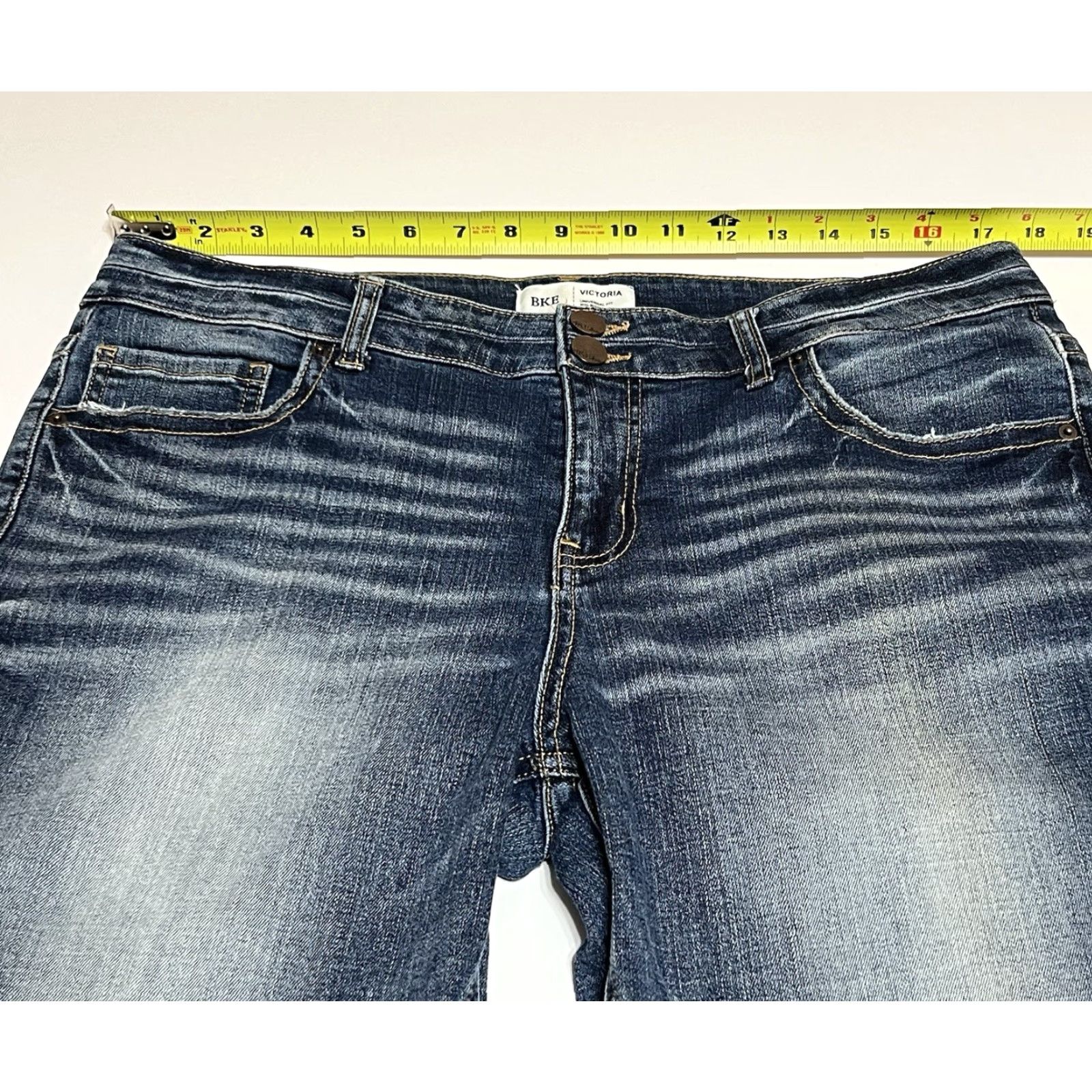 BKE BKE Victoria Straight Jeans Womens 35x32 Blue Mid Rise Stretch Denim Denim Straight Size 24" / US 00 / IT 34 - 3 Thumbnail