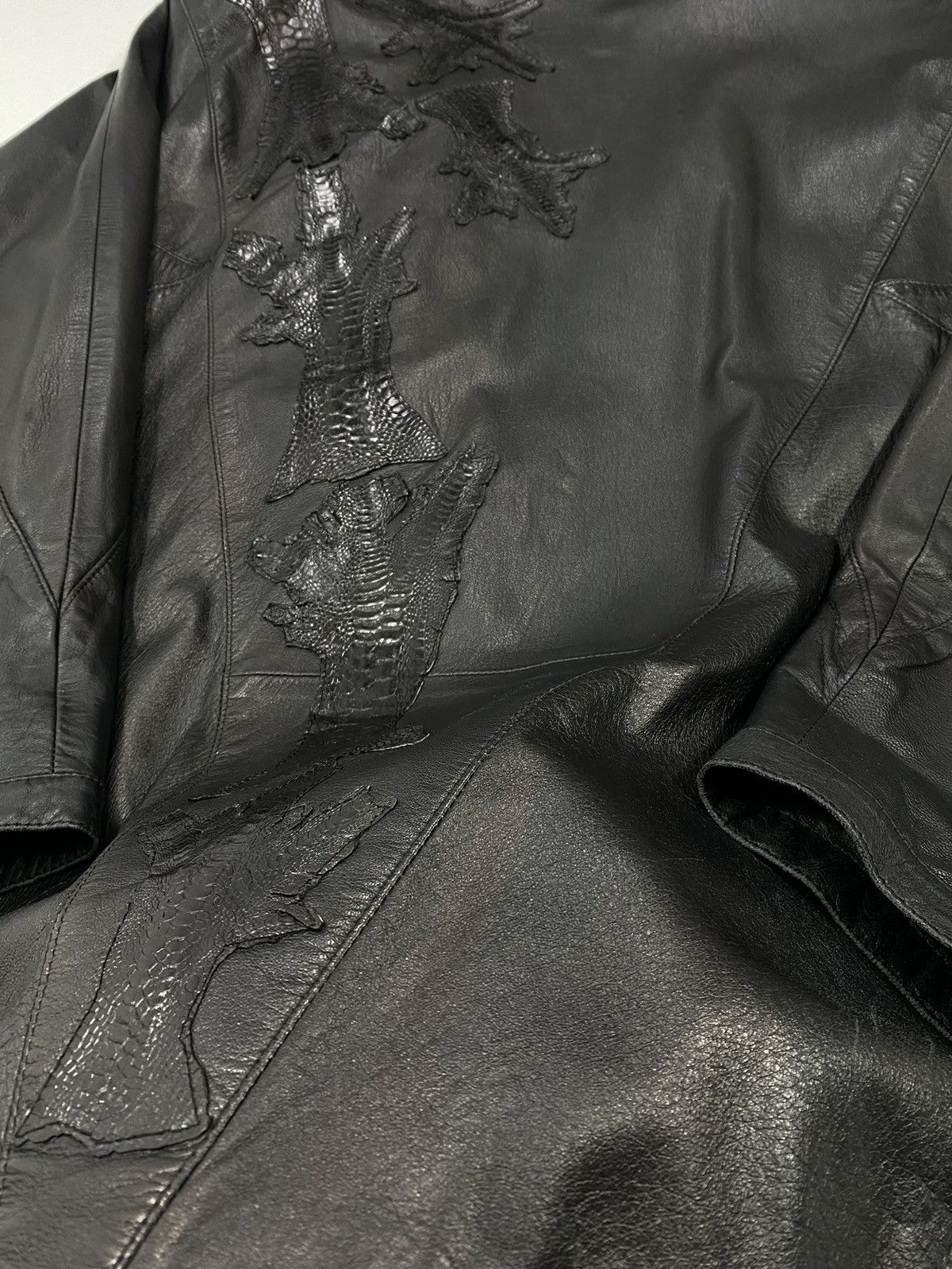 Vintage LASTDROP🔥 Vintage 80s 90s Oversized Leather Crocodile Jacket Size XXL / US 16-18 / IT 52-54 - 18 Thumbnail