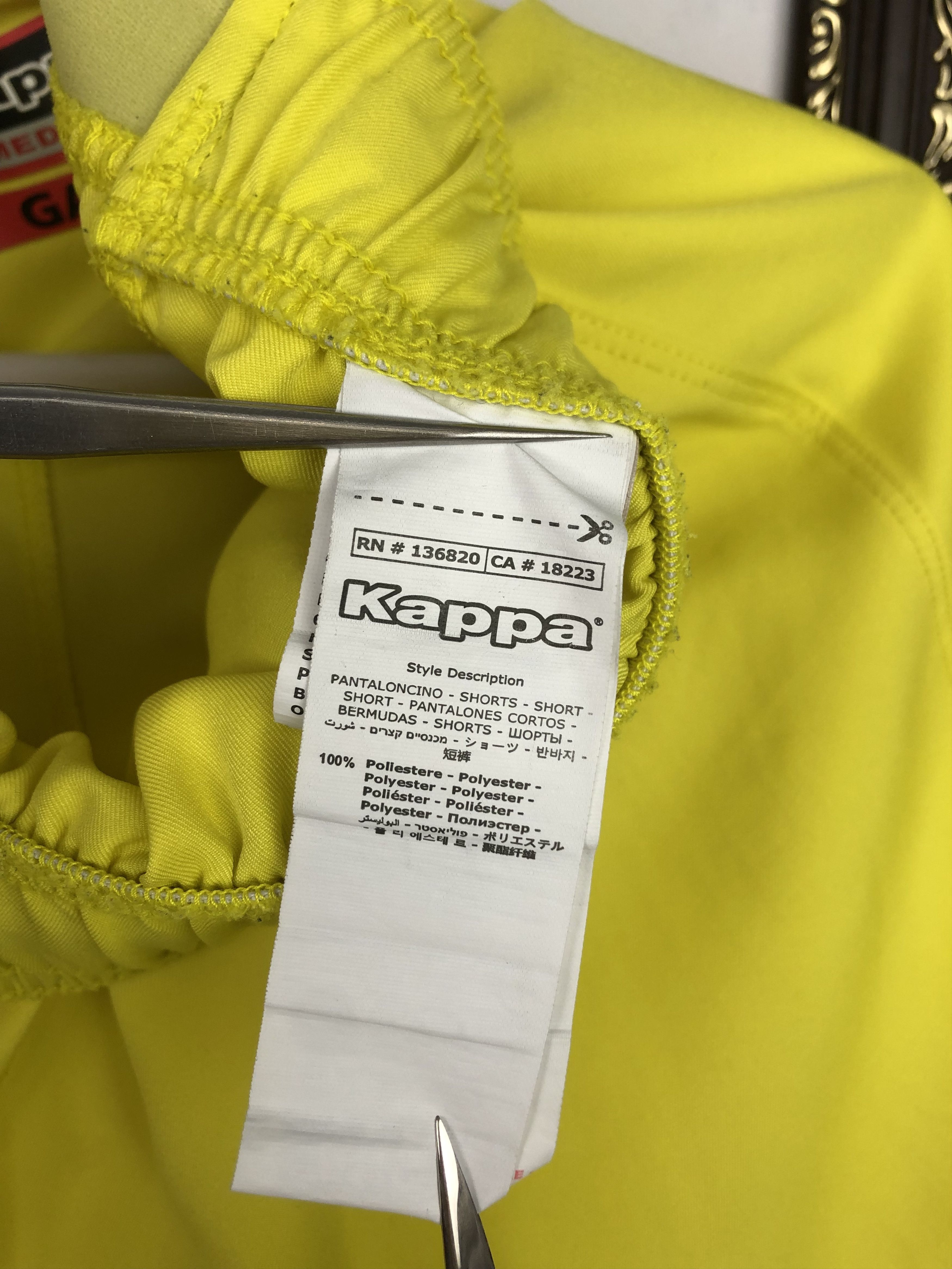 Kappa Napoli Football Shorts Yellow Athletic Mens Soccer Track Size US 32 / EU 48 - 7 Thumbnail