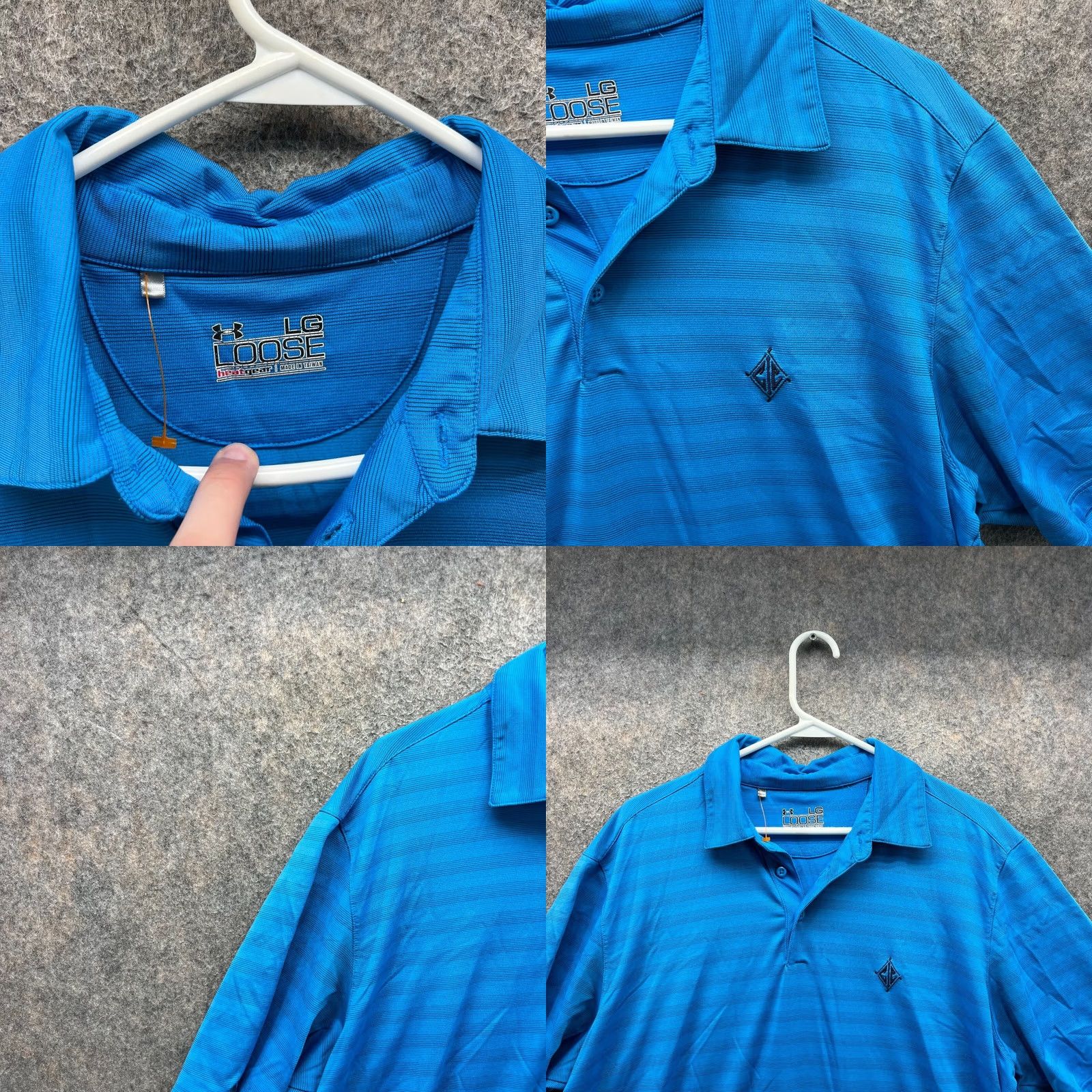 Under Armour Under Armour Polo Shirt Mens Large Blue Striped HeatGear Knit Golf UA Size US L / EU 52-54 / 3 - 8 Thumbnail