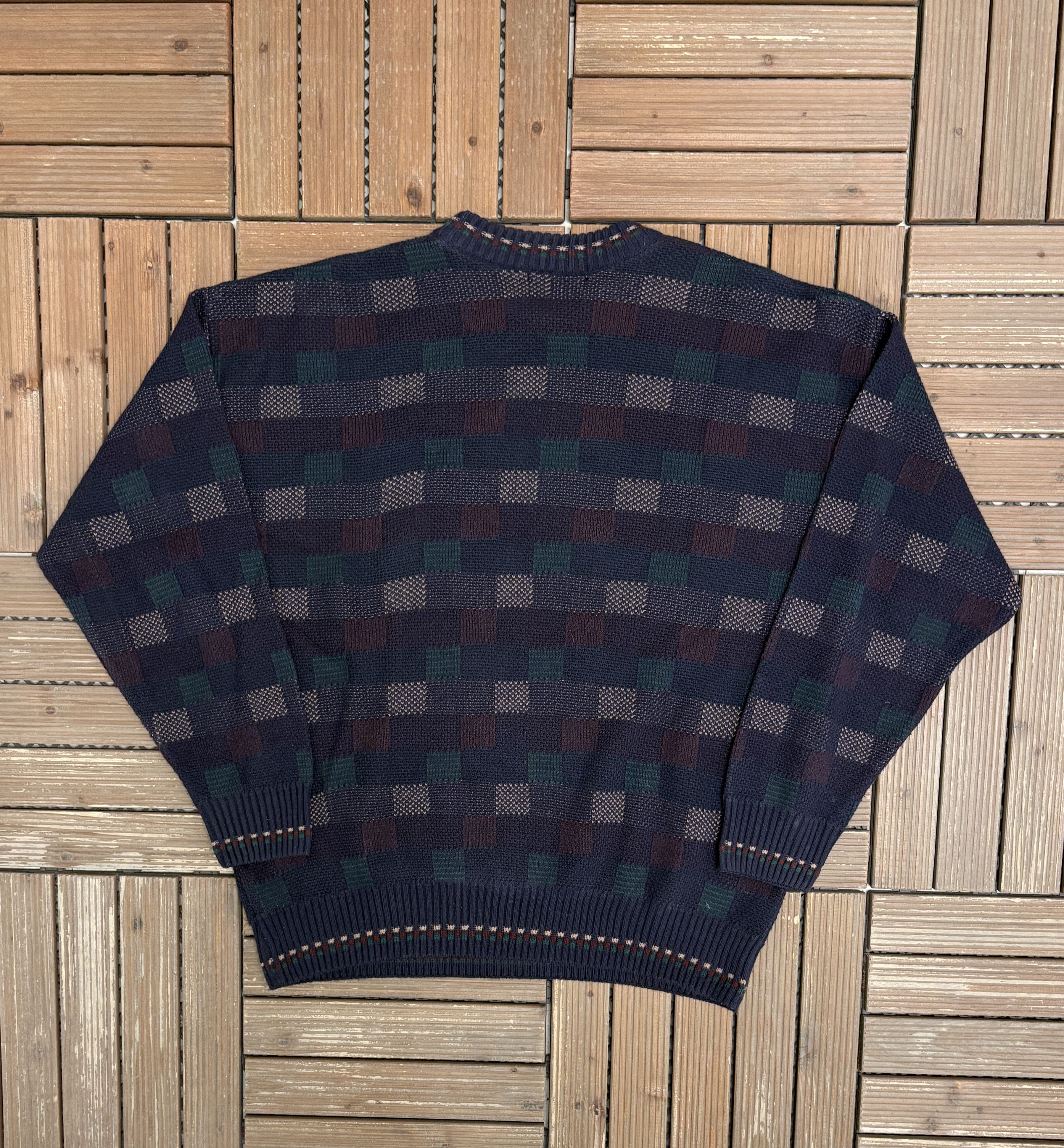 Vintage B.H.C. Boxed Pattern Vintage Blue Knit Sweater Size US XL / EU 56 / 4 - 3 Thumbnail