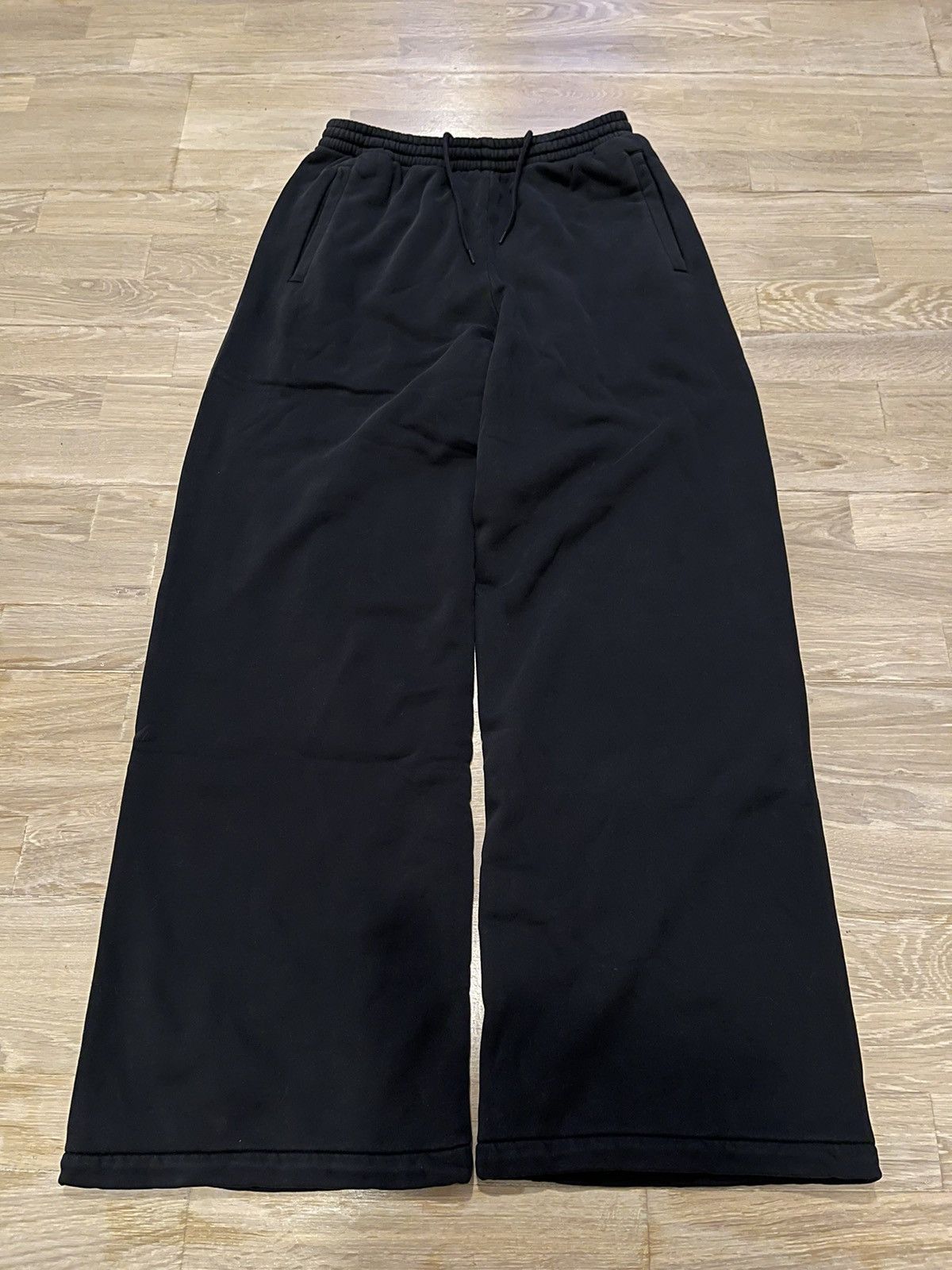 Image of Balenciaga x Gap Yeezy Gap Wide Leg Flared Sweatpants in Black, Men's (Size 30)