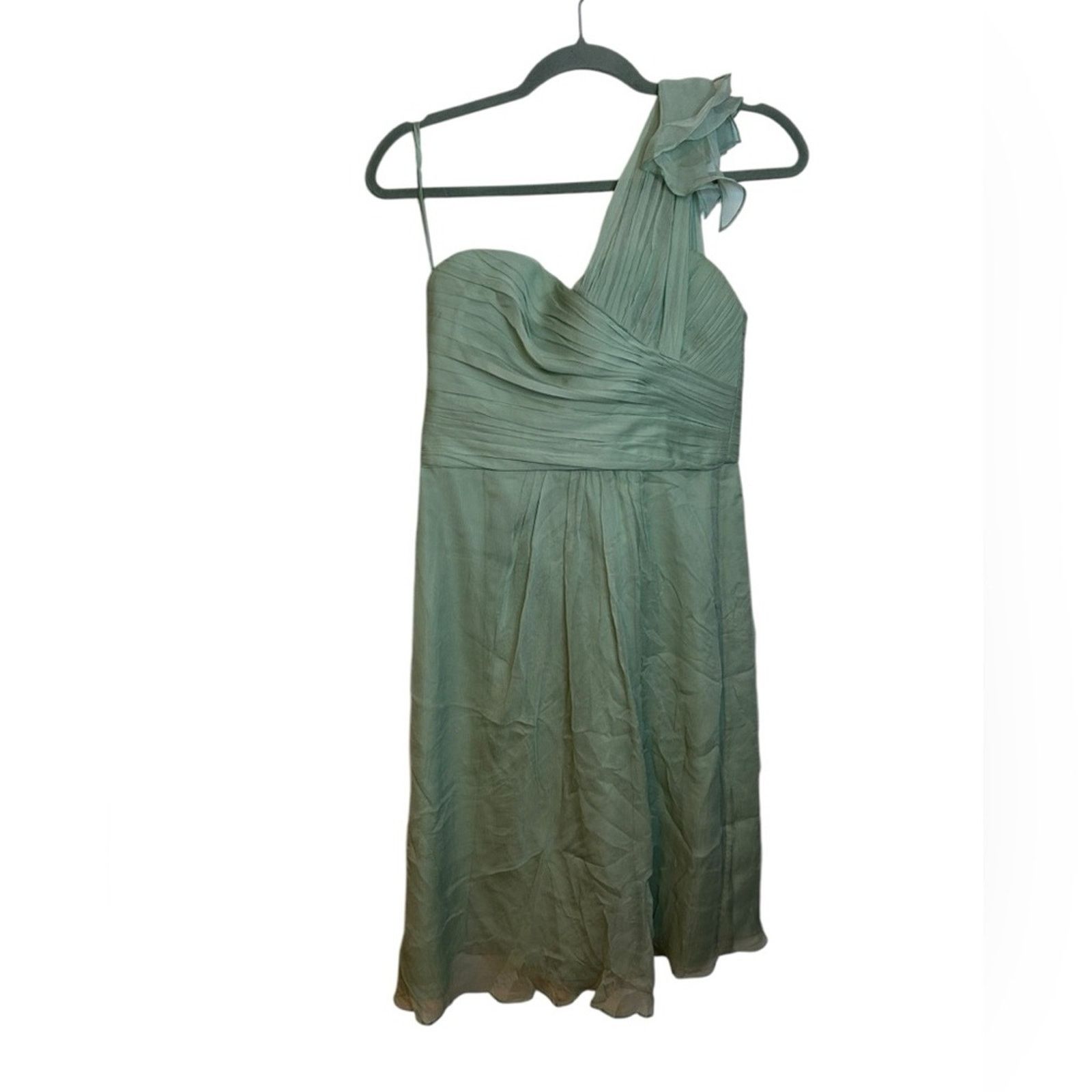Other Amsale Sage Green Elegant One-Shoulder Formal Silk Dress Size M / US 6-8 / IT 42-44 - 1 Thumbnail