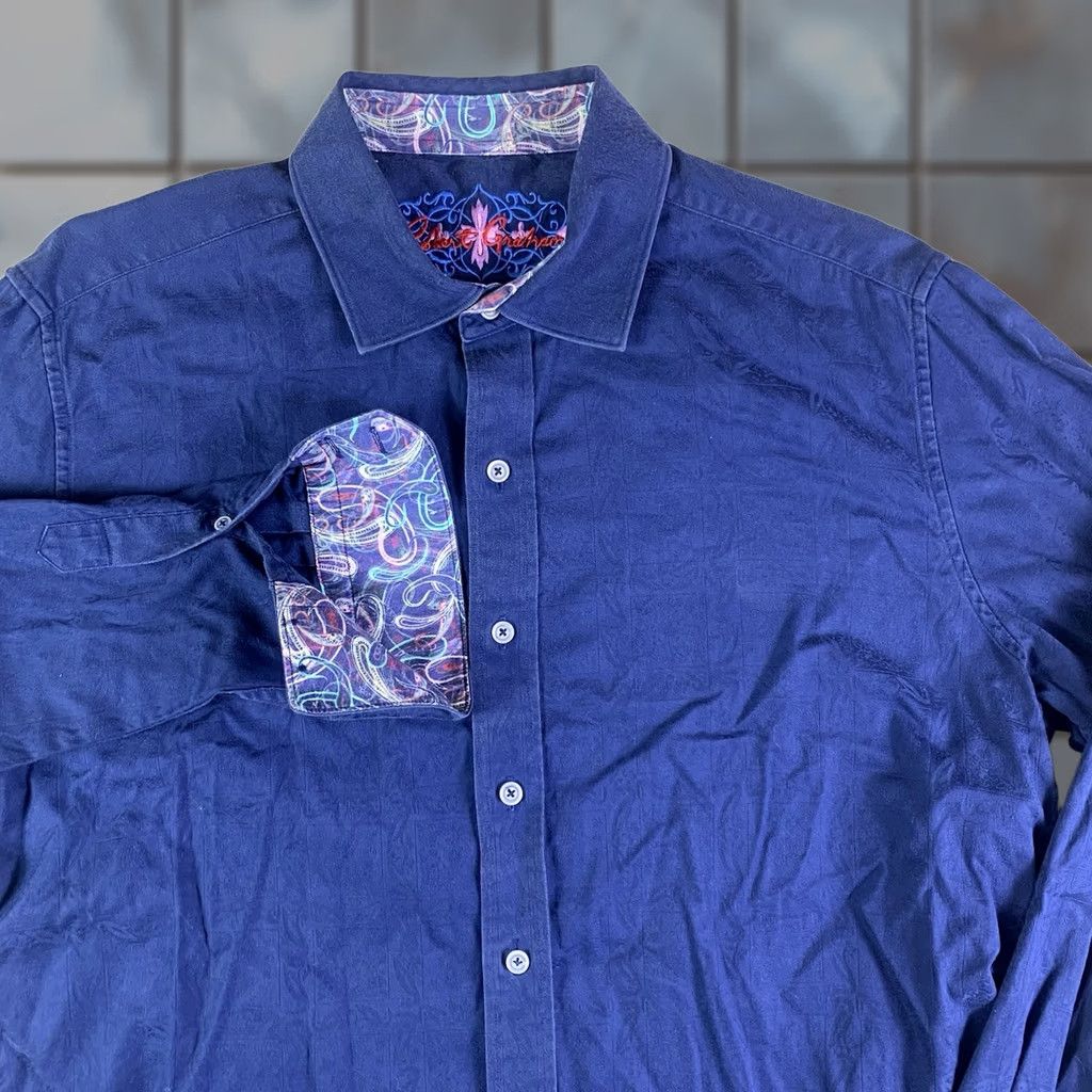 Robert Graham Robert Graham Shirt Mens Large Blue Floral Shadow Button Up Long Sleeve Size US L / EU 52-54 / 3 - 1 Thumbnail