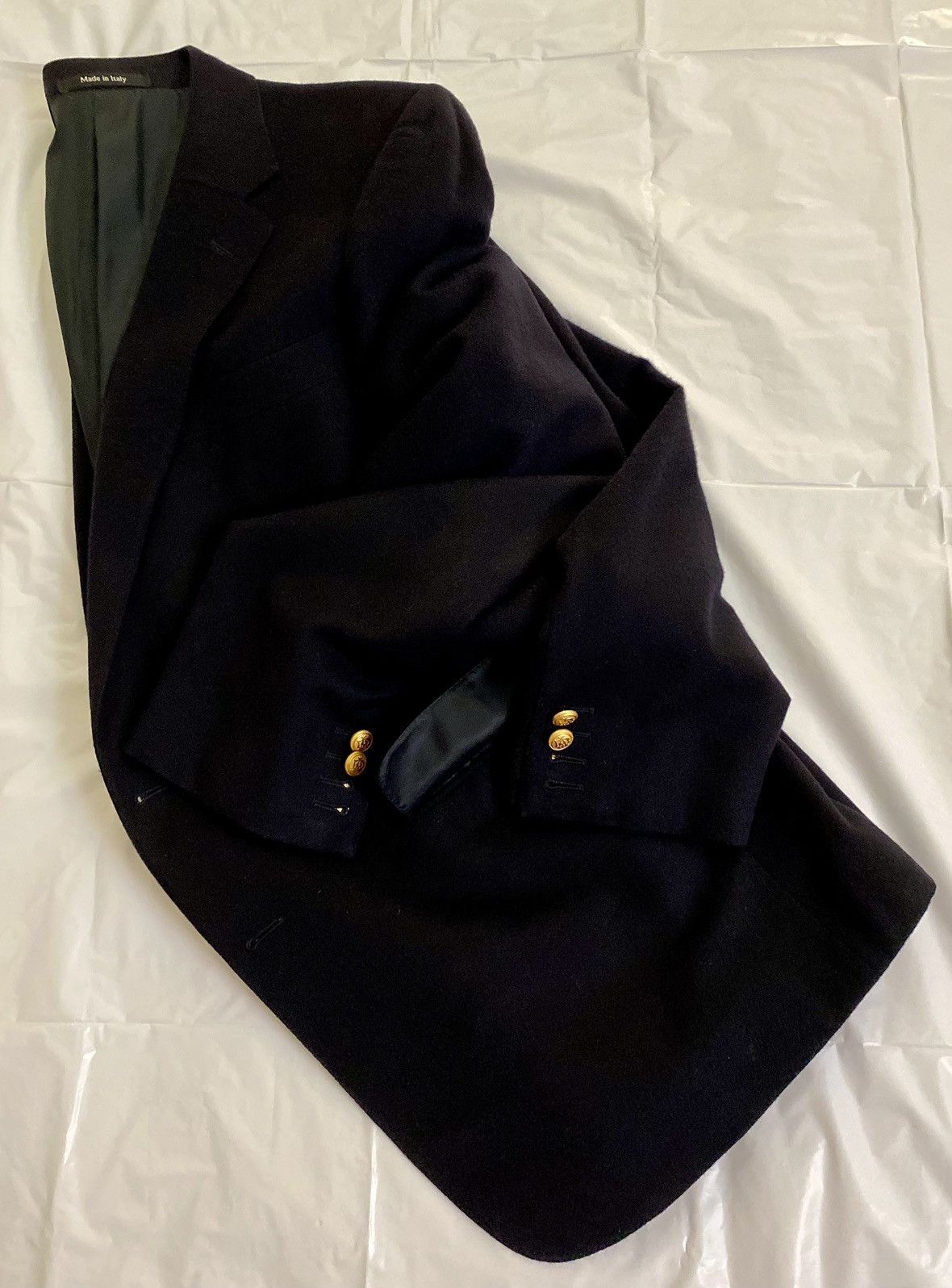 Alfred Dunhill Dunhill x Zegna 🇮🇹 Navy Cashmere Felt Brass Button Blazer 46L Size 46L - 13 Thumbnail