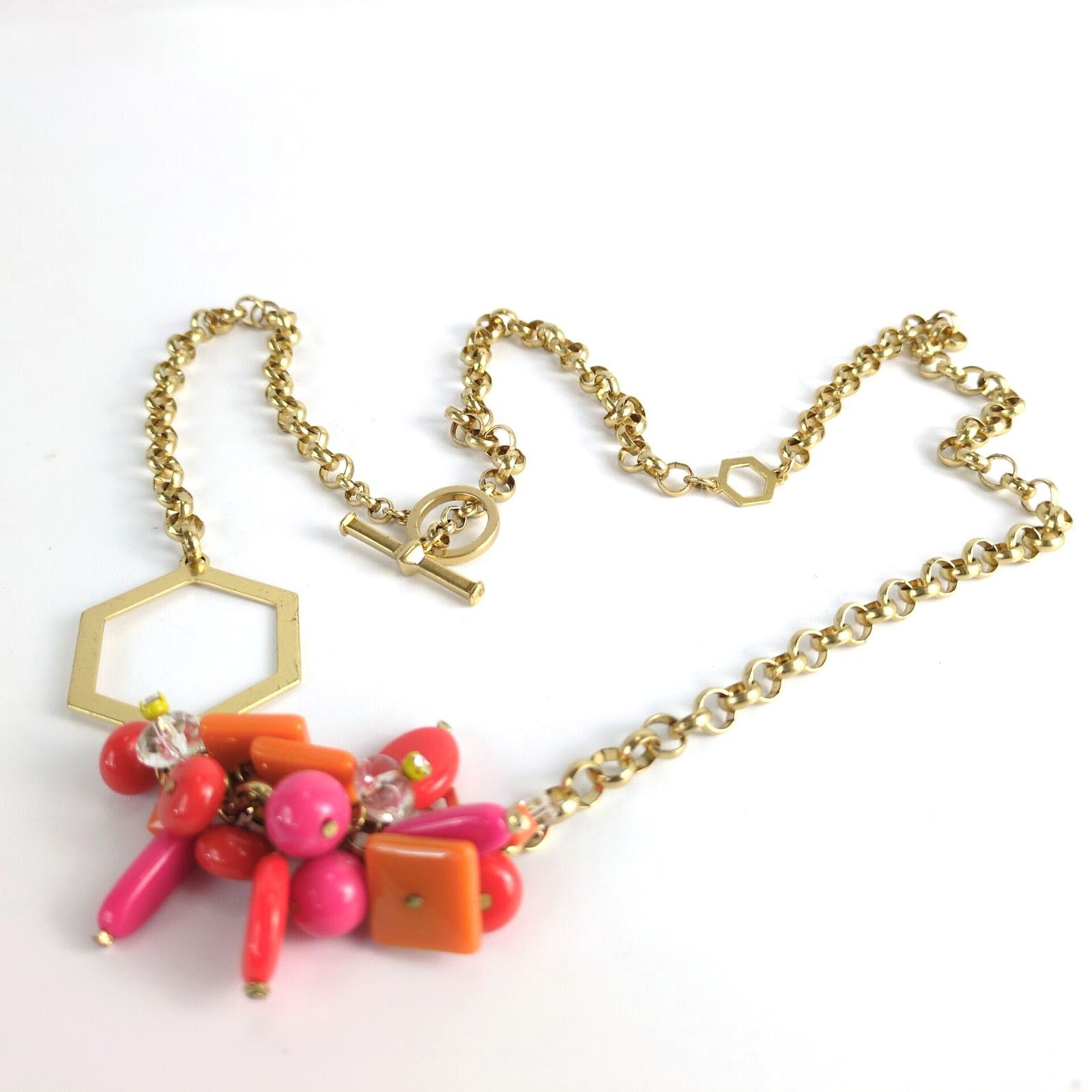 Vintage Estate Jewelry 34" Gold Chain Bead Cluster Necklace Toggle Size ONE SIZE - 3 Thumbnail