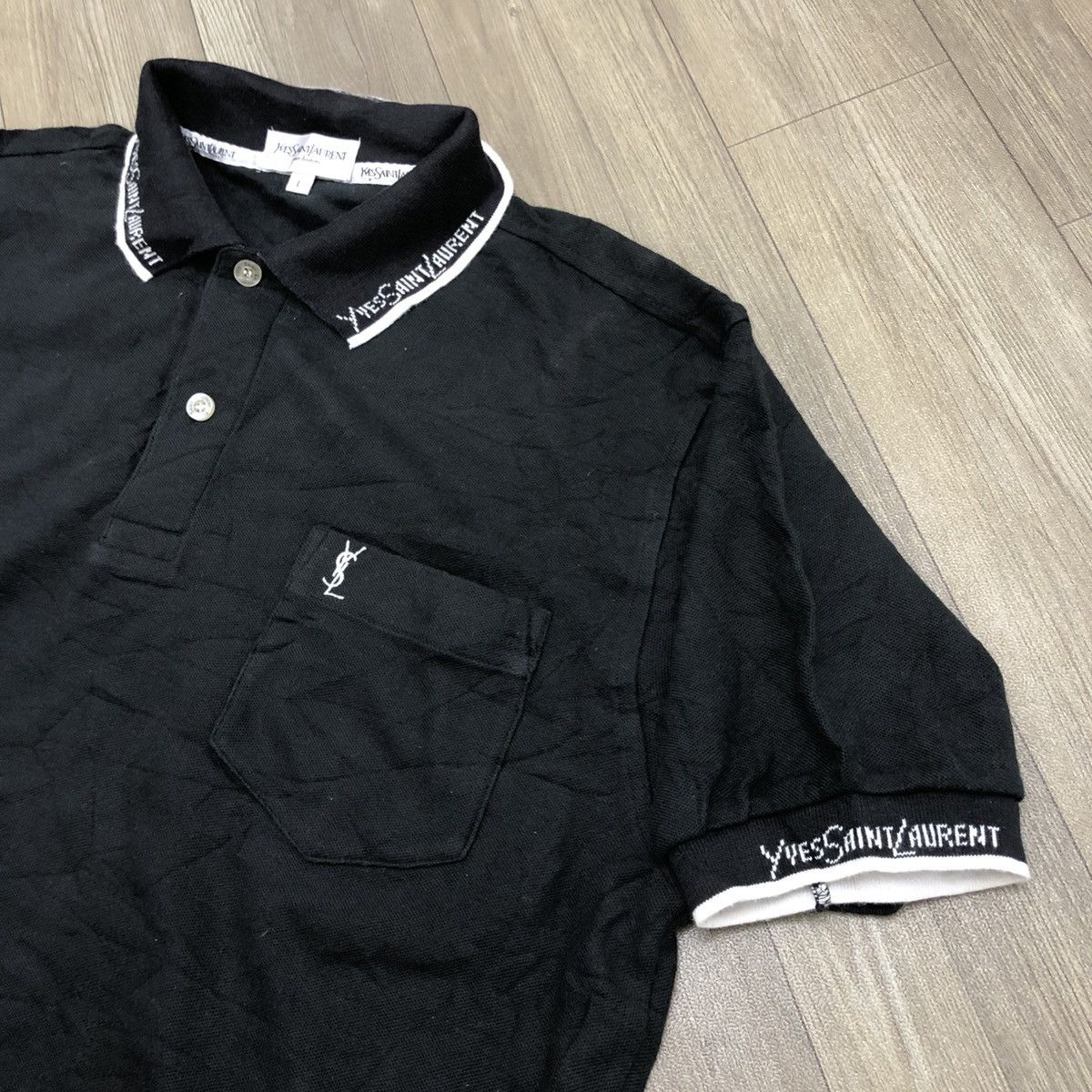 Vintage × Yves Saint Laurent Vintage Yves Saint Laurent Pour Homme YSL Pocket Polo Shirt Size US L / EU 52-54 / 3 - 3 Thumbnail