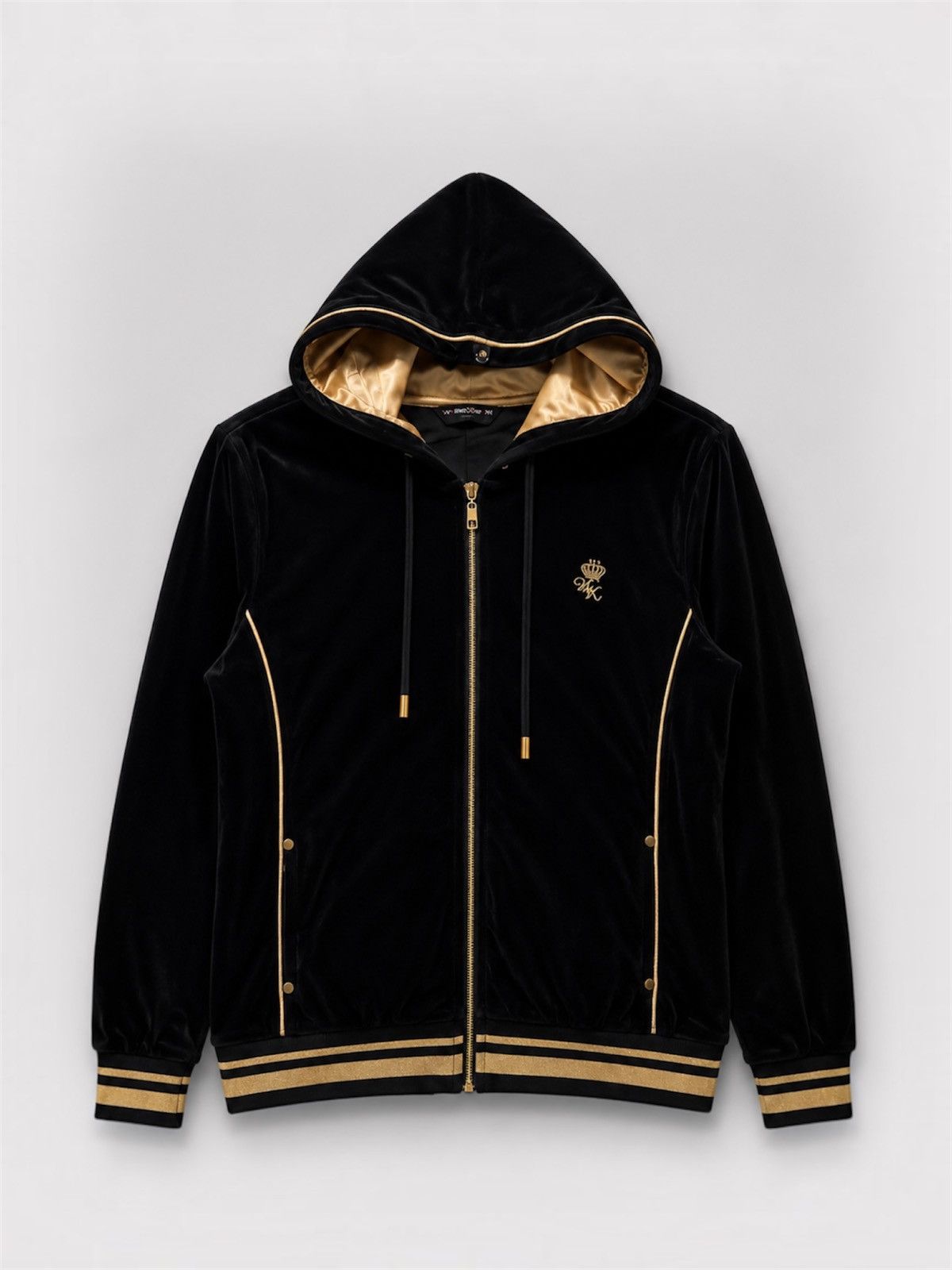 Beauty Beast Hello Kitty Velvet Elegant Black Gold Hoodie Zip Jacket Size L / US 10 / IT 46 - 1 Thumbnail