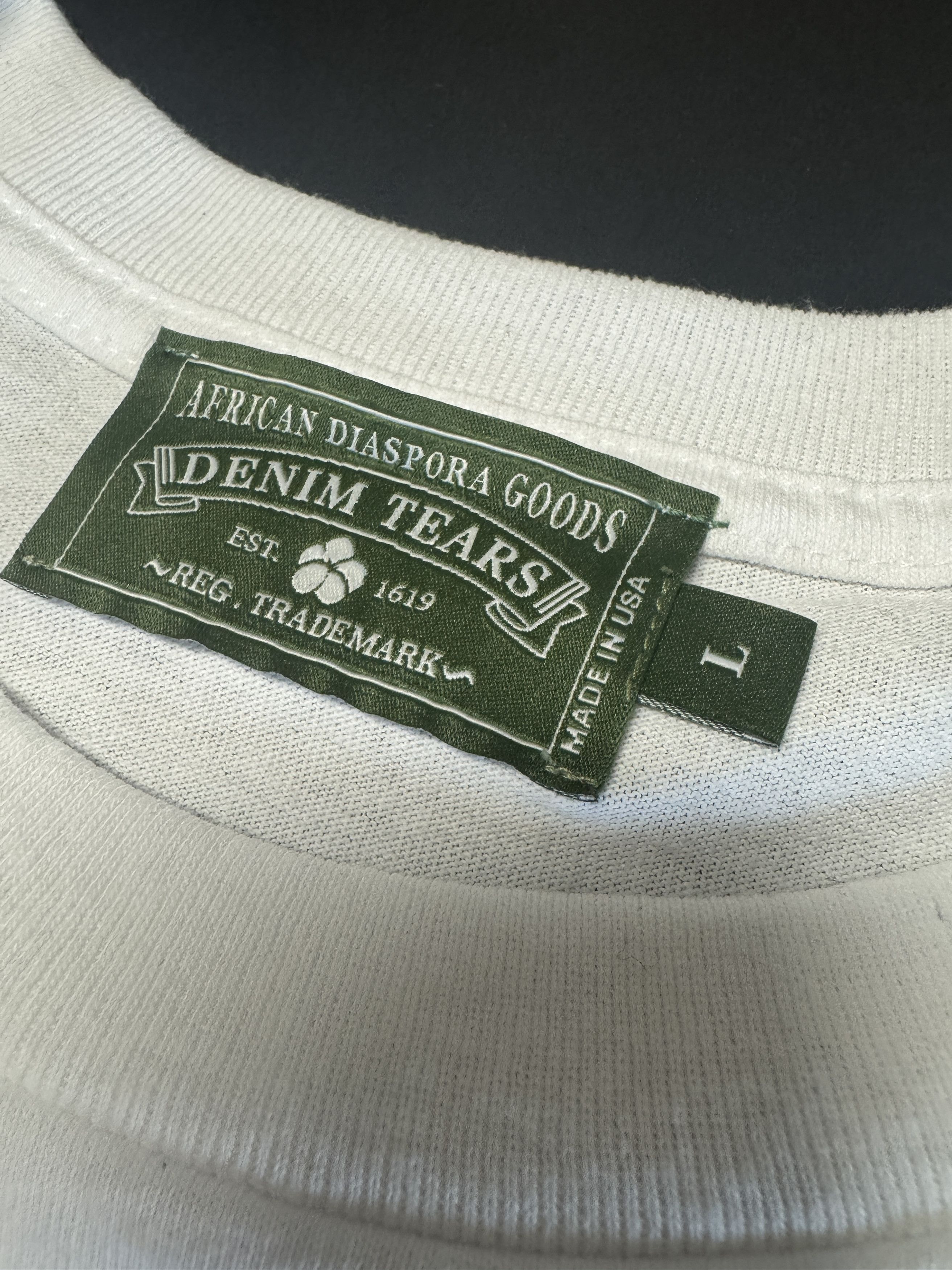 DENIM TEARS Denim Tears Floral Logo Tee White Size US L / EU 52-54 / 3 - 4 Thumbnail