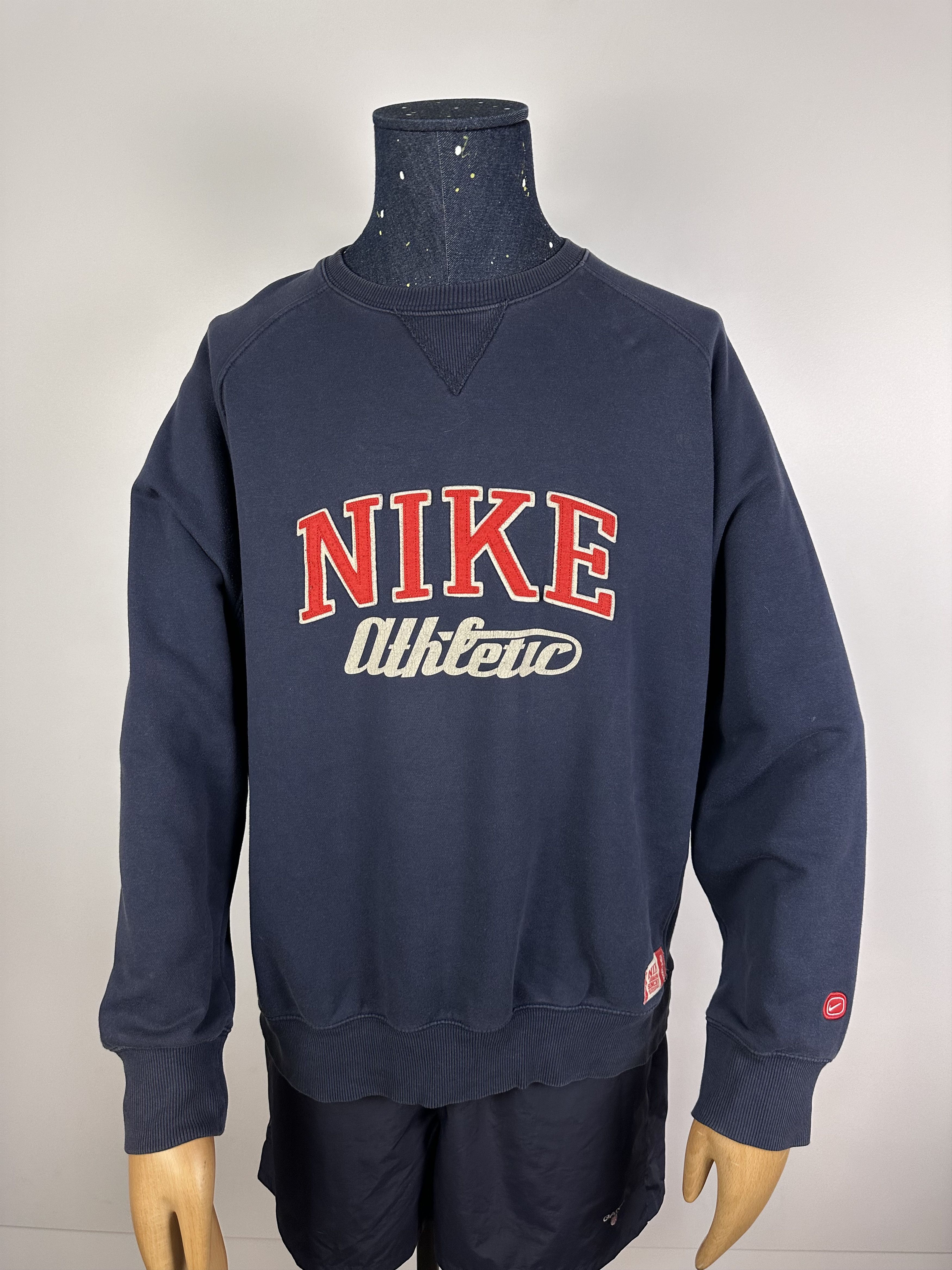 Nike × Vintage Vintage Nike Sweatshirt Grey Embroidered Spell Out Pullover Size US XL / EU 56 / 4 - 3 Thumbnail