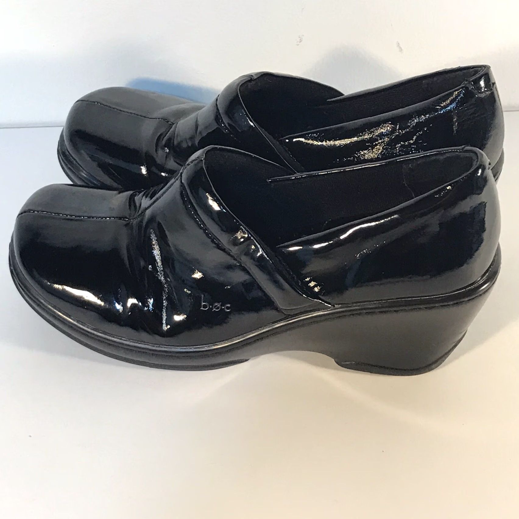 Born VINTAGE? No. Born Concept Shiny Black 3in Wedge Clogs Women Size 7 M/W EUC Size US 7 / IT 37 - 4 Thumbnail