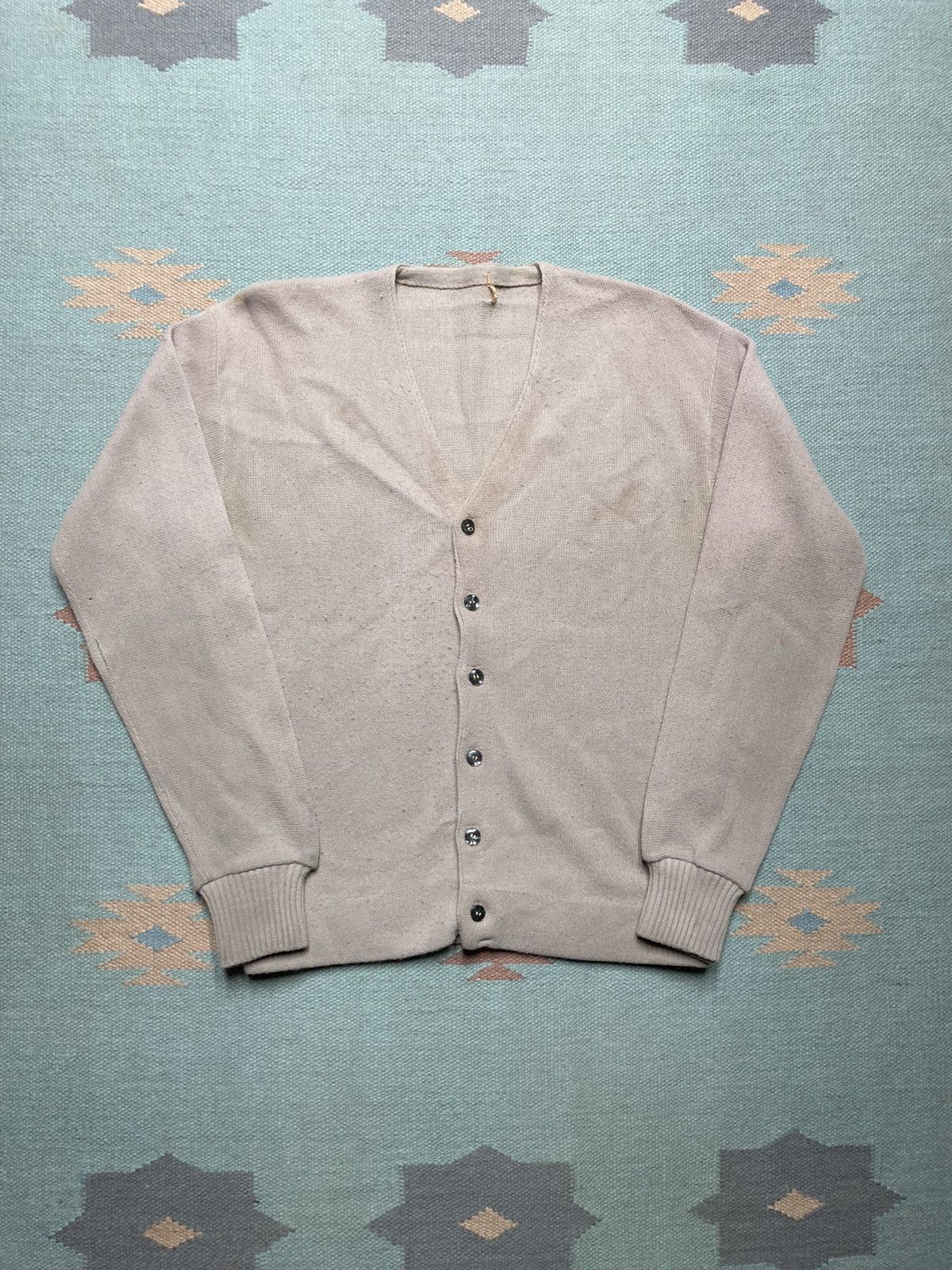 Vintage 60s cardigan sweater v neck wool blend knit button front M Size US M / EU 48-50 / 2 - 1 Thumbnail