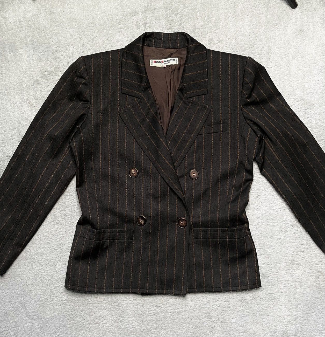 Saint Laurent Paris Grey Orange Striped Classic Luxury Blazer Saint Laurent Size M / US 6-8 / IT 42-44 - 3 Thumbnail