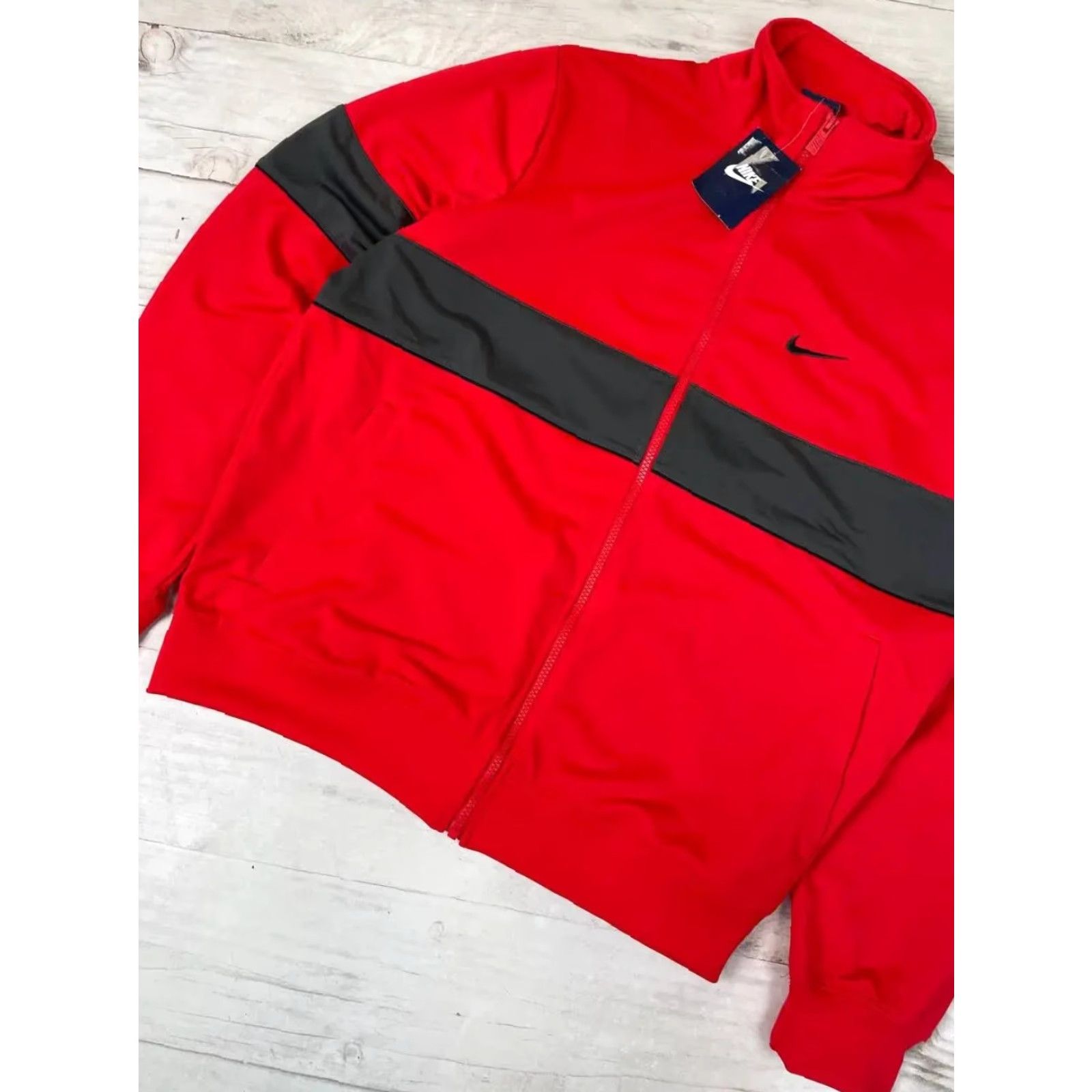 Nike VINTAGE Nike Tracksuit Jacket Jacket Pants Set XL Gray Red Men Size XL Track suit Size 46R - 3 Thumbnail