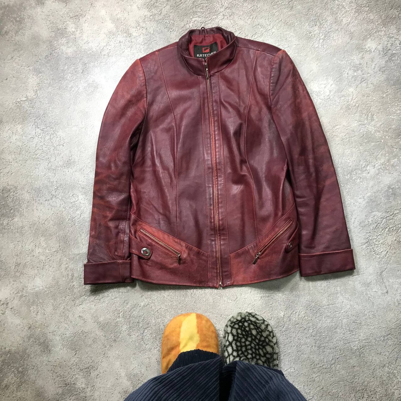 Vintage Vintage Y2K Burgundy Leather Jacket Streetwear 90s Boxy M Size M / US 6-8 / IT 42-44 - 1 Thumbnail