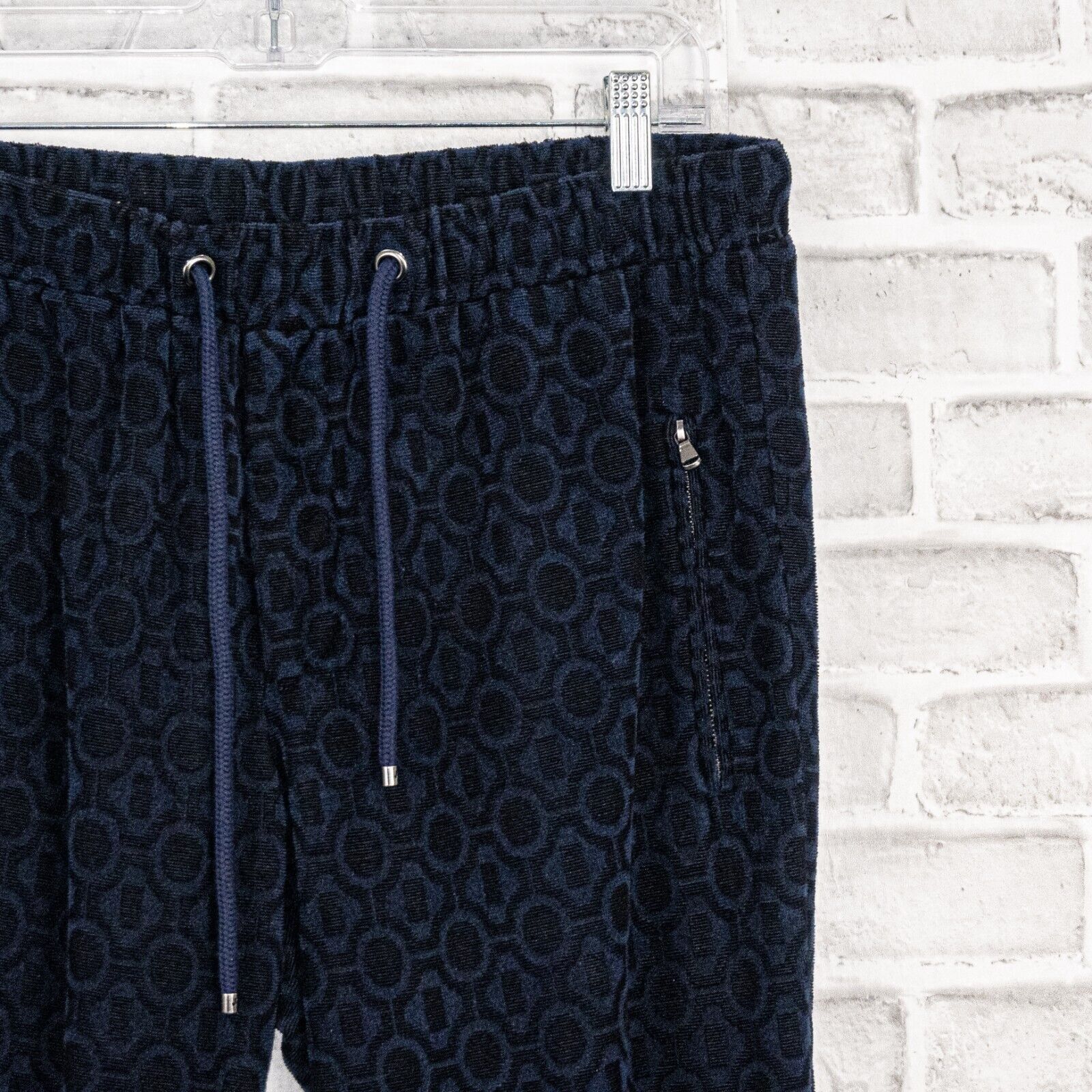 Mr Turk MR TURK Navy Blue Drawstring Pants Geo Print terry ankle Zip Size US 32 / EU 48 - 7 Thumbnail