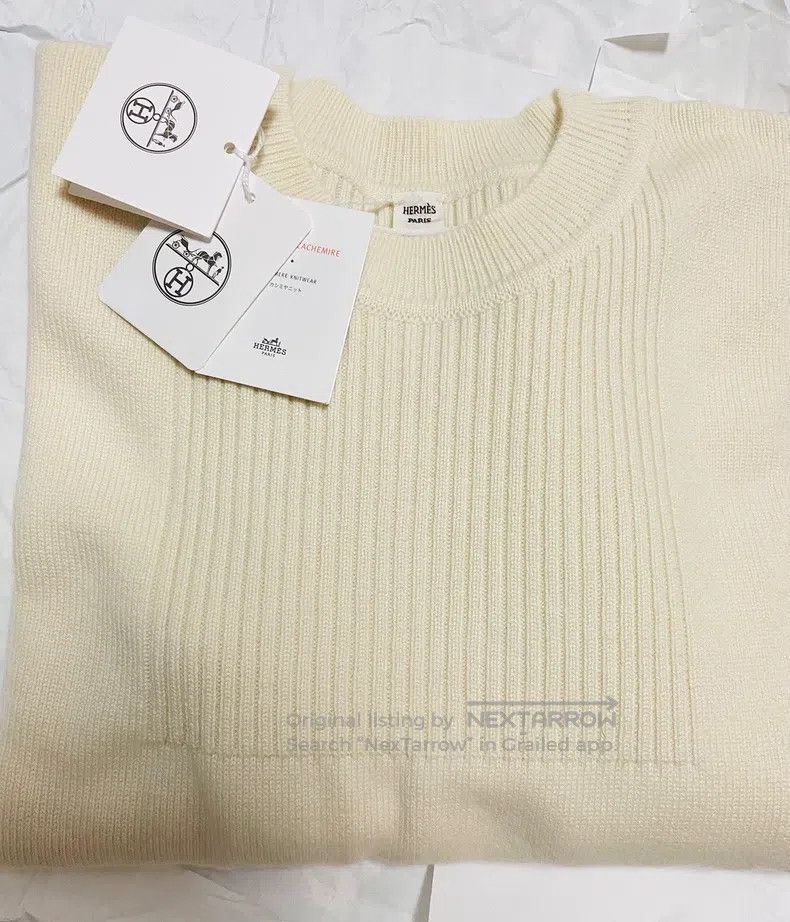 Hermes Hermes Cashmere sweater, knitted sweater, cream white Size XS / US 0-2 / IT 36-38 - 3 Thumbnail