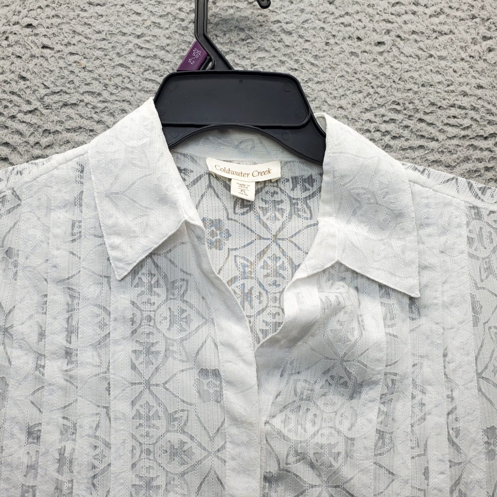 Coldwater Creek Coldwater Creek Shirt Womens PL White Floral Short Sleeve Button Front Shirt Prime Size L / US 10 / IT 46 - 6 Thumbnail