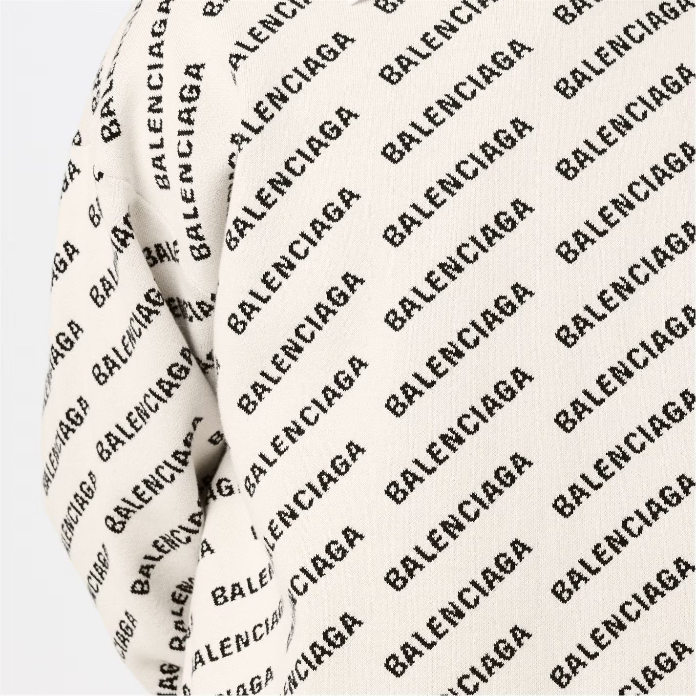Balenciaga o1g2r1mq0226 Mini All-over Logo Sweater In Ivory/Black Size US XS / EU 42 / 0 - 5 Thumbnail