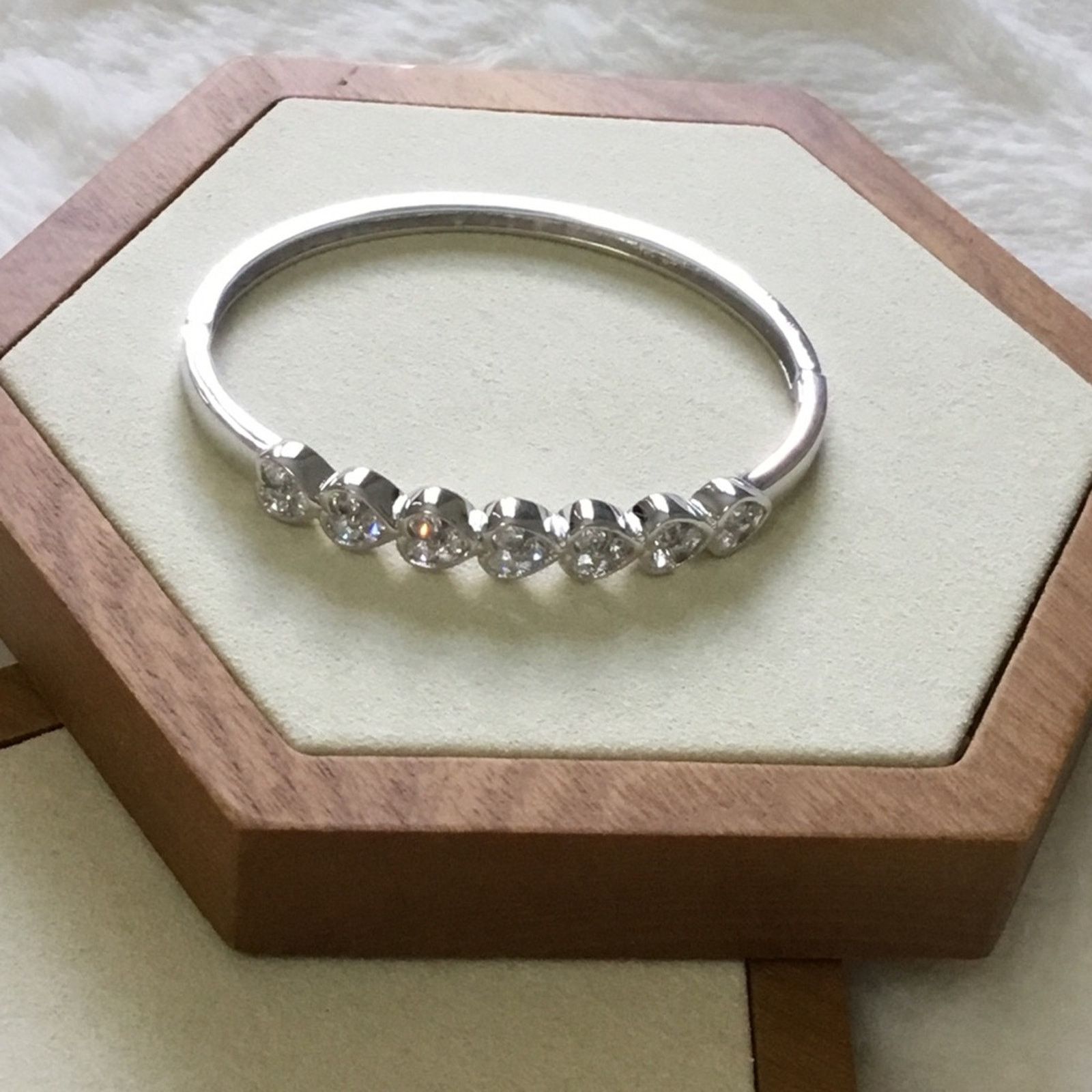 Other Silver Hearts with Vibrant Crystals Bangle Size ONE SIZE - 3 Thumbnail