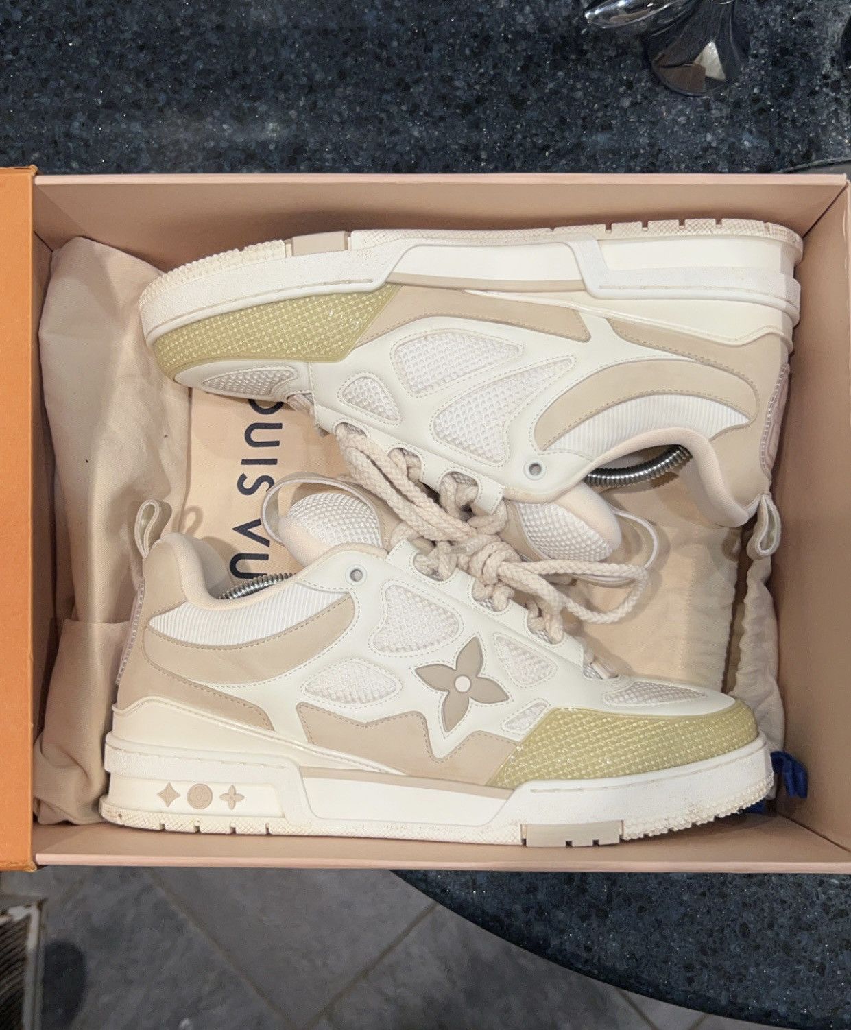 【LOUIS VUITTON】LV スケート トレーナー ホワイト スニーカー Size 10 - Louis Vuitton LV Skate Low Beige for sale online
