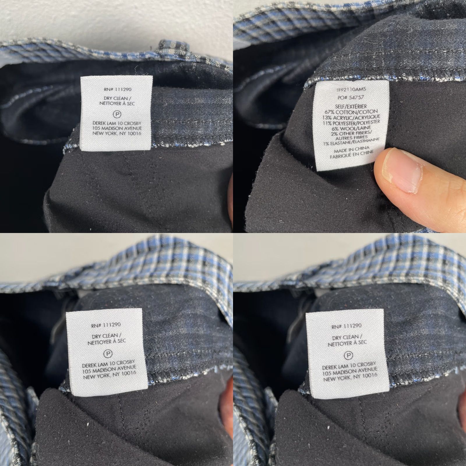Vintage Derek Lam 10 Crosby Pants Womens Plaid Blue Flared Cropped Trousers Size 0 NEW Size 25" / US 0 / IT 36 - 8 Thumbnail